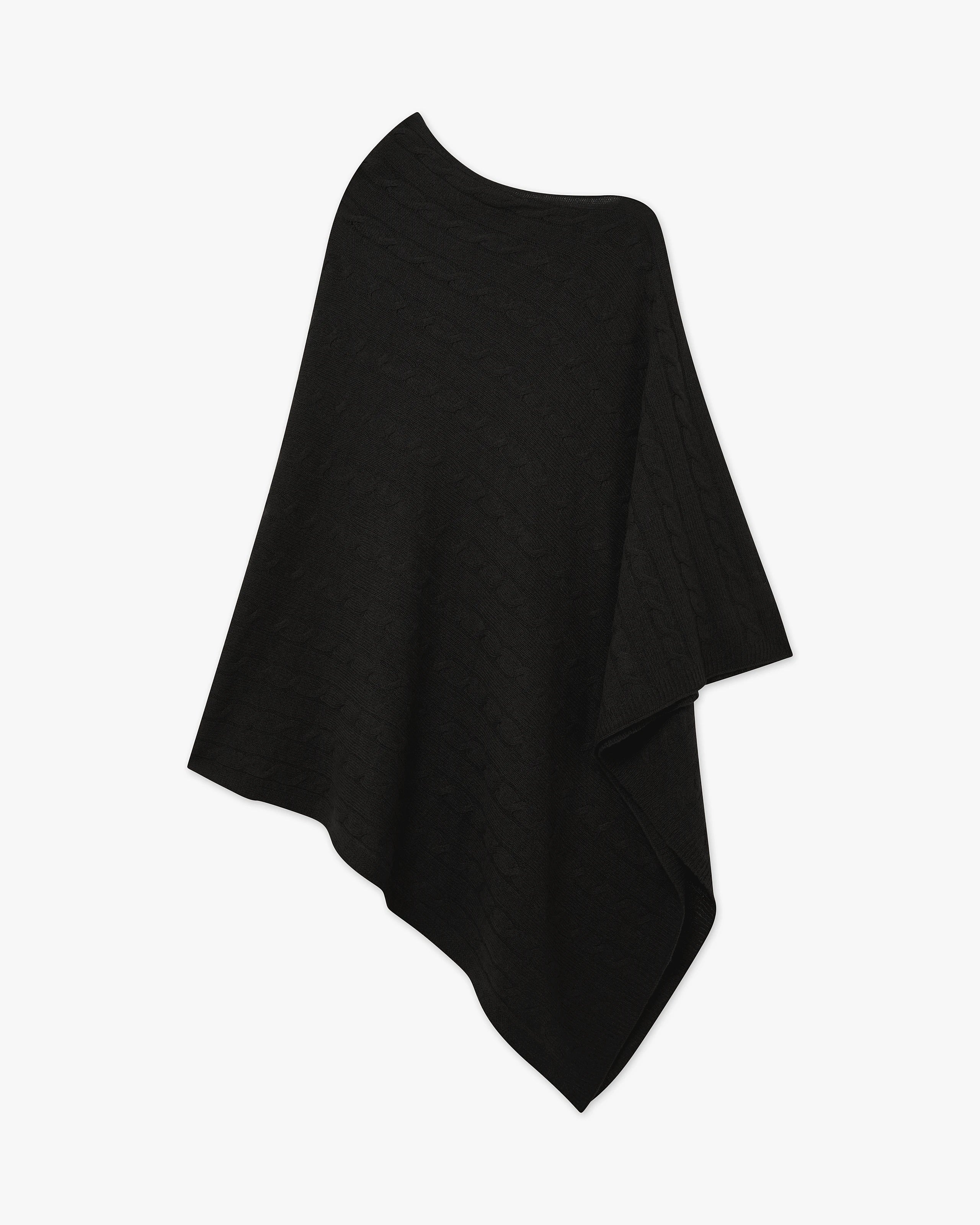 Zopfmuster Essential Poncho - Schwarz - Archiv