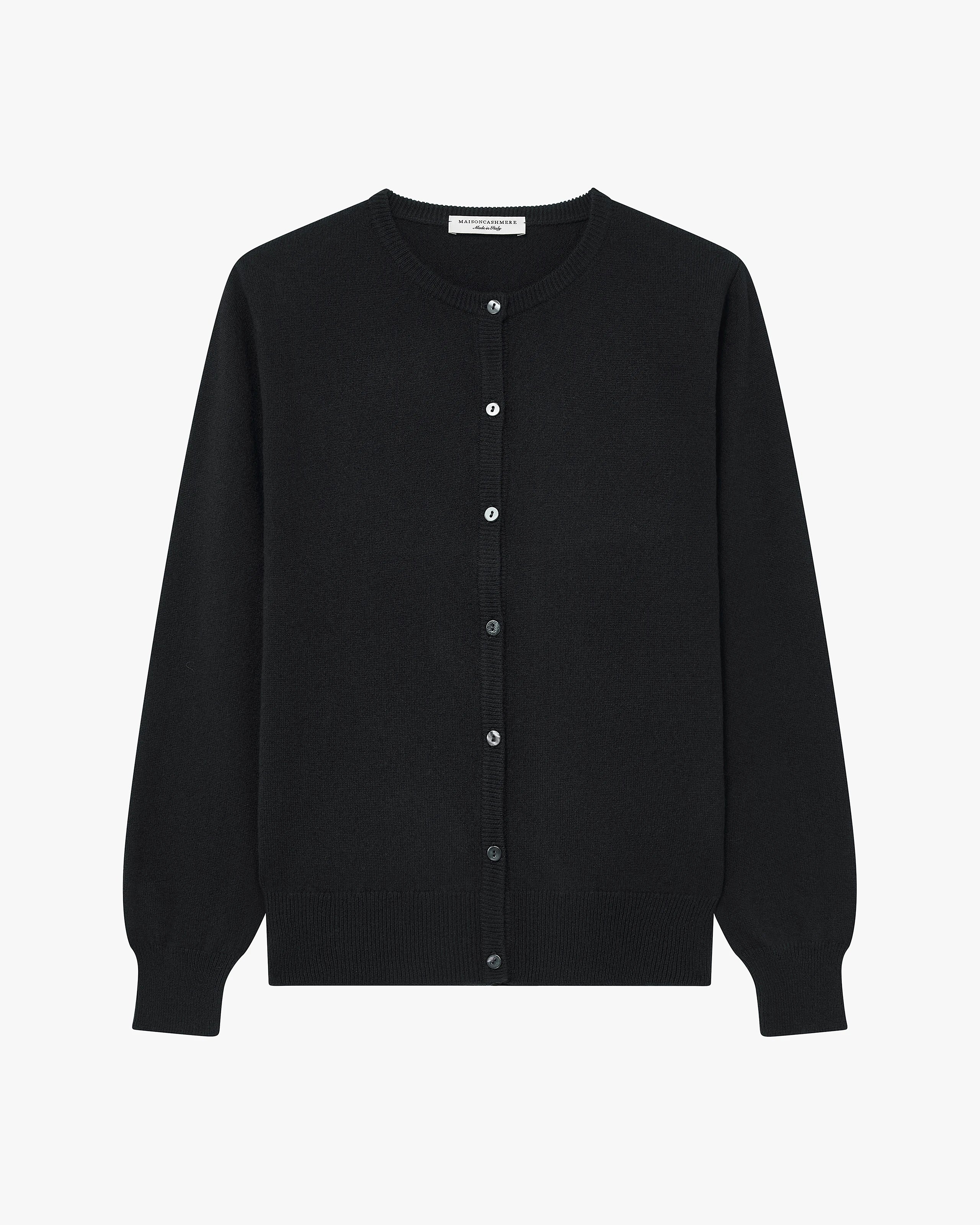 Essential Crew Neck Cardigan - Black - Archive