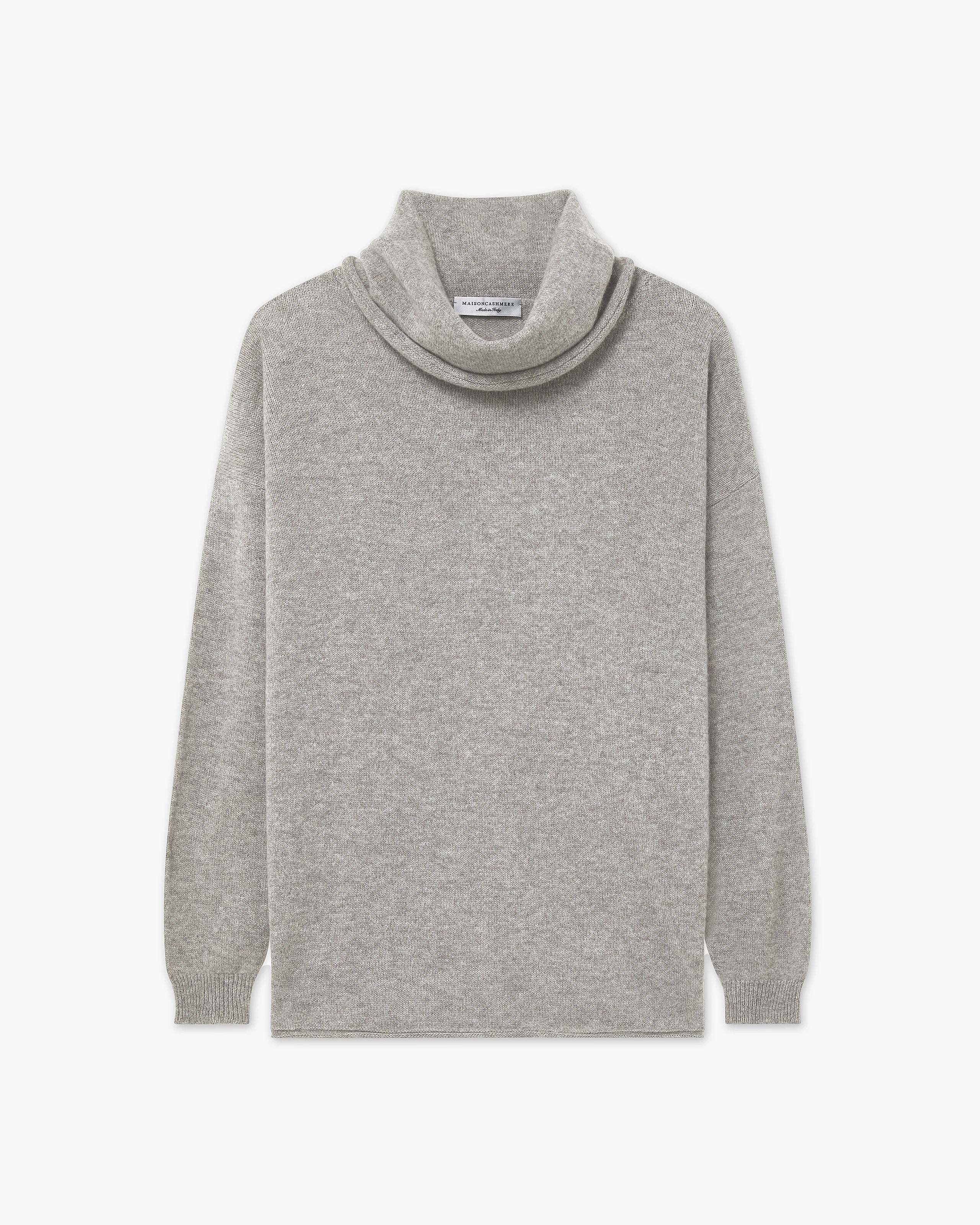 Lightness Wasserfallkragen Pullover - Hellgrau - Archiv