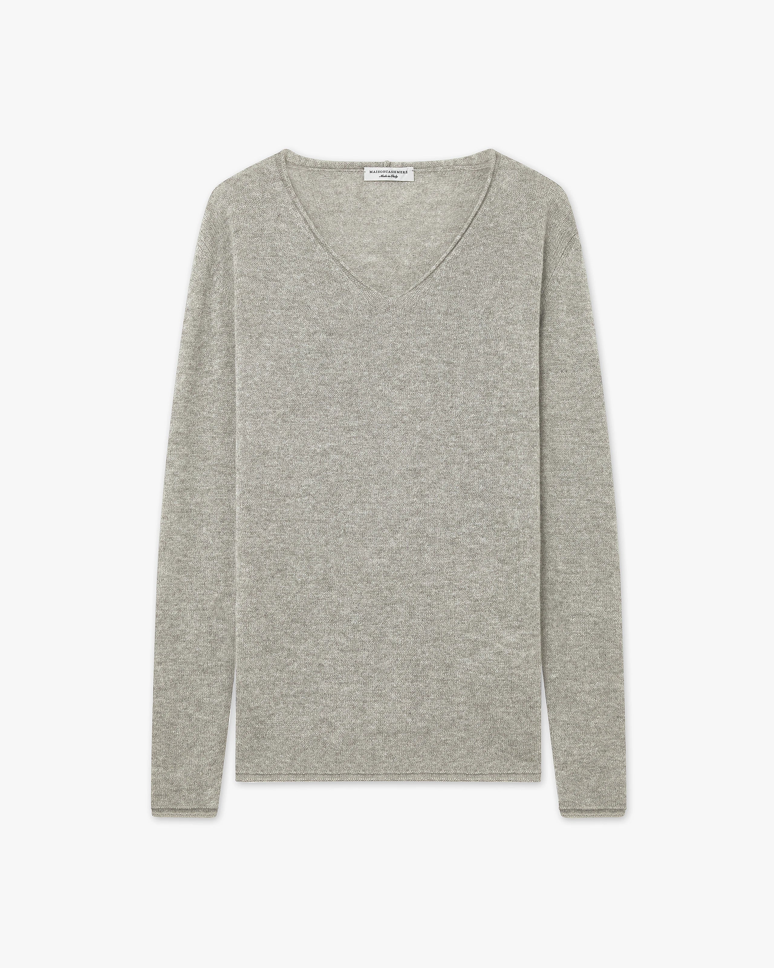 Lightness V-Neck Sweater - Light Grey - Archive