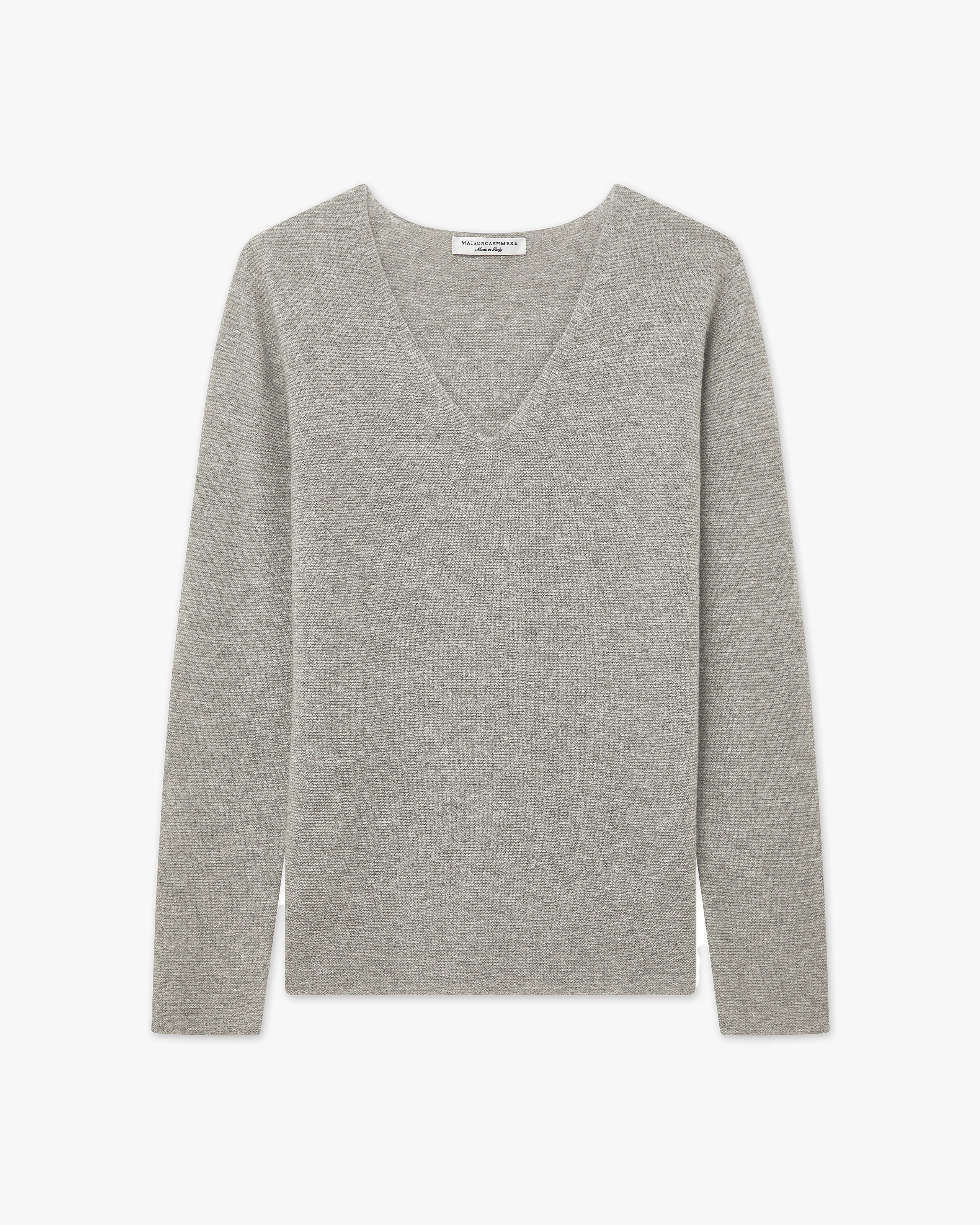 Soffio V-Ausschnitt Pullover Damen - Hellgrau - Archiv