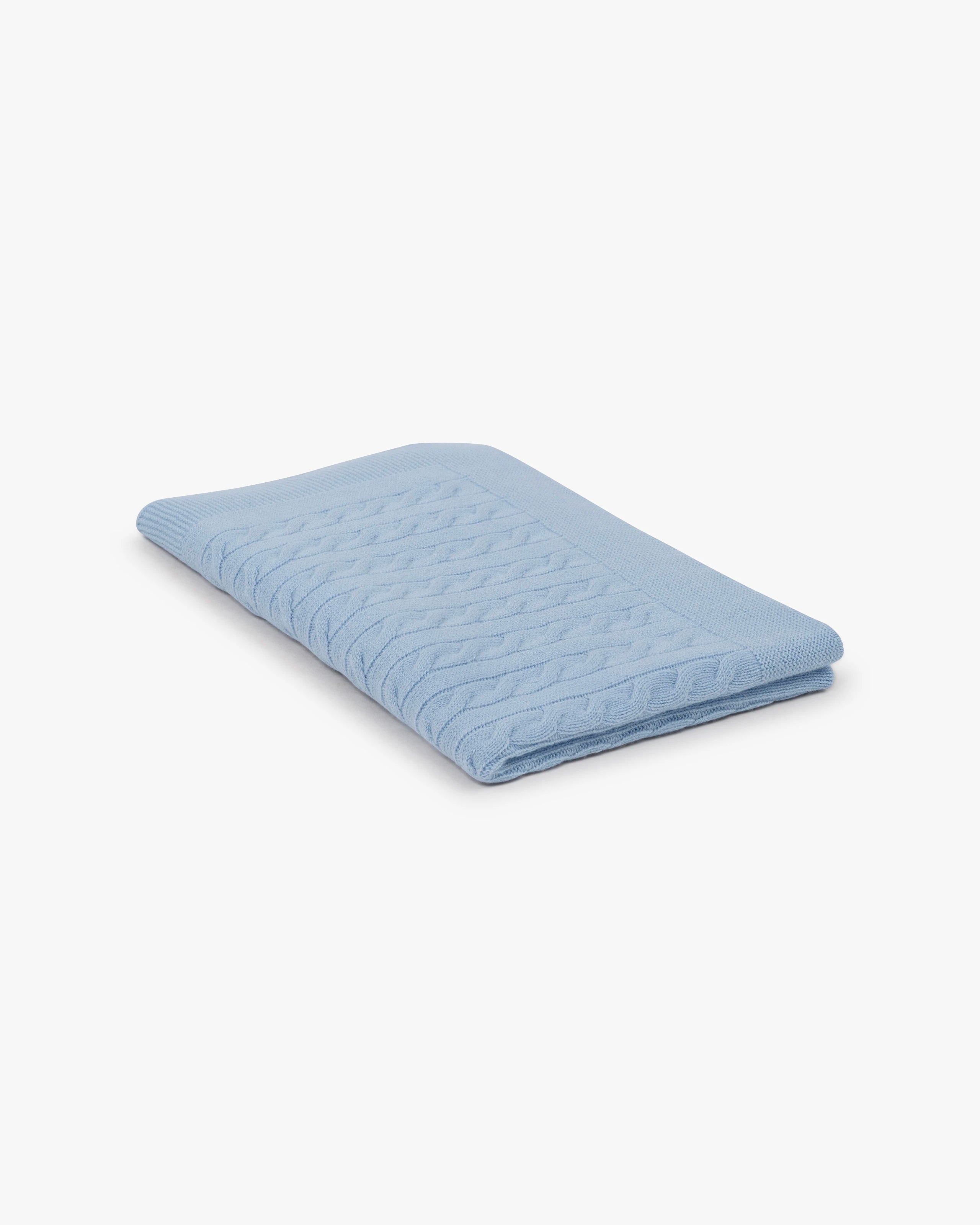Cable Knit Baby Blanket - Light Blue Cashmere