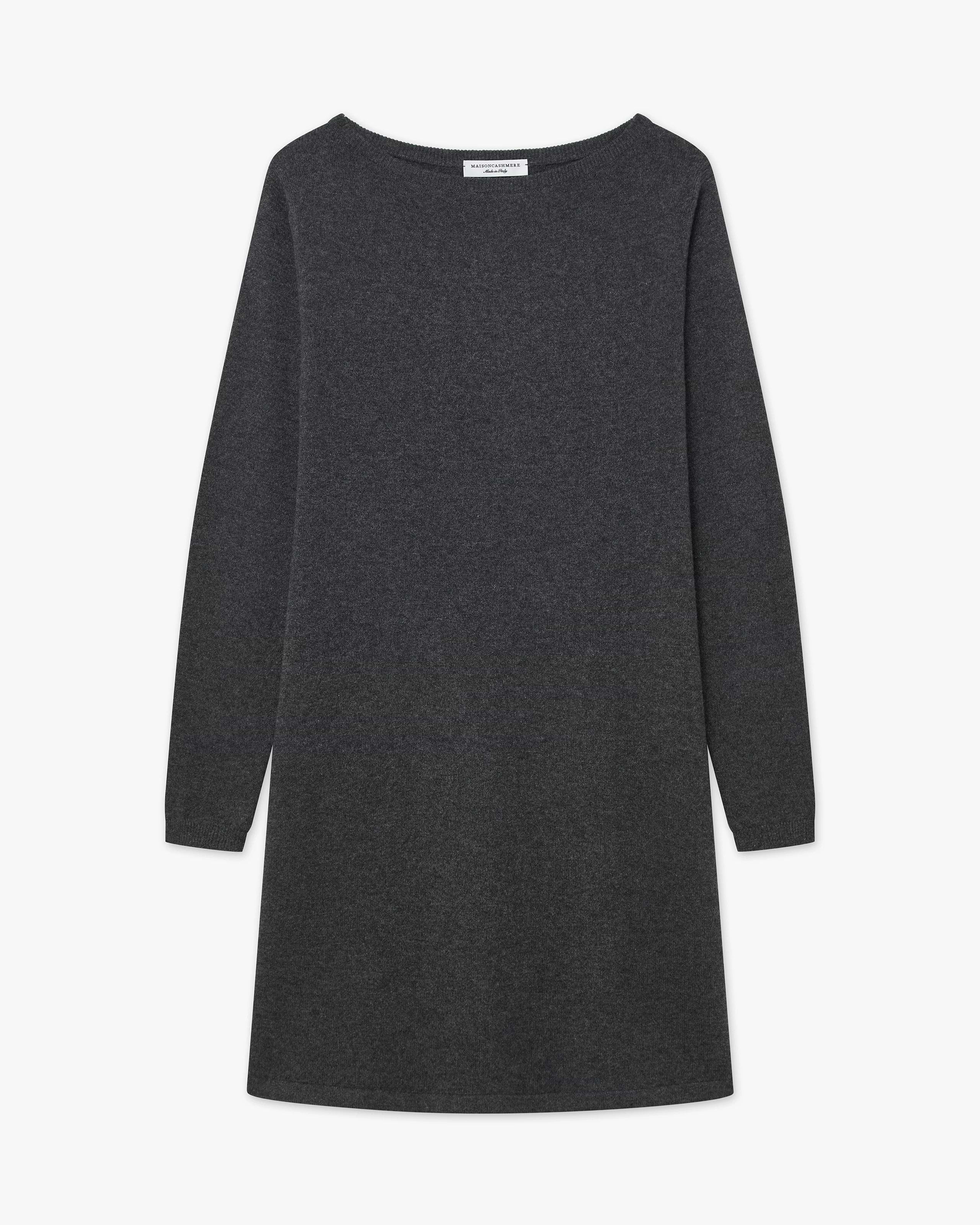 grey boat neck dress Florenz Boat Neck Dress - Charcoal - Cashmere