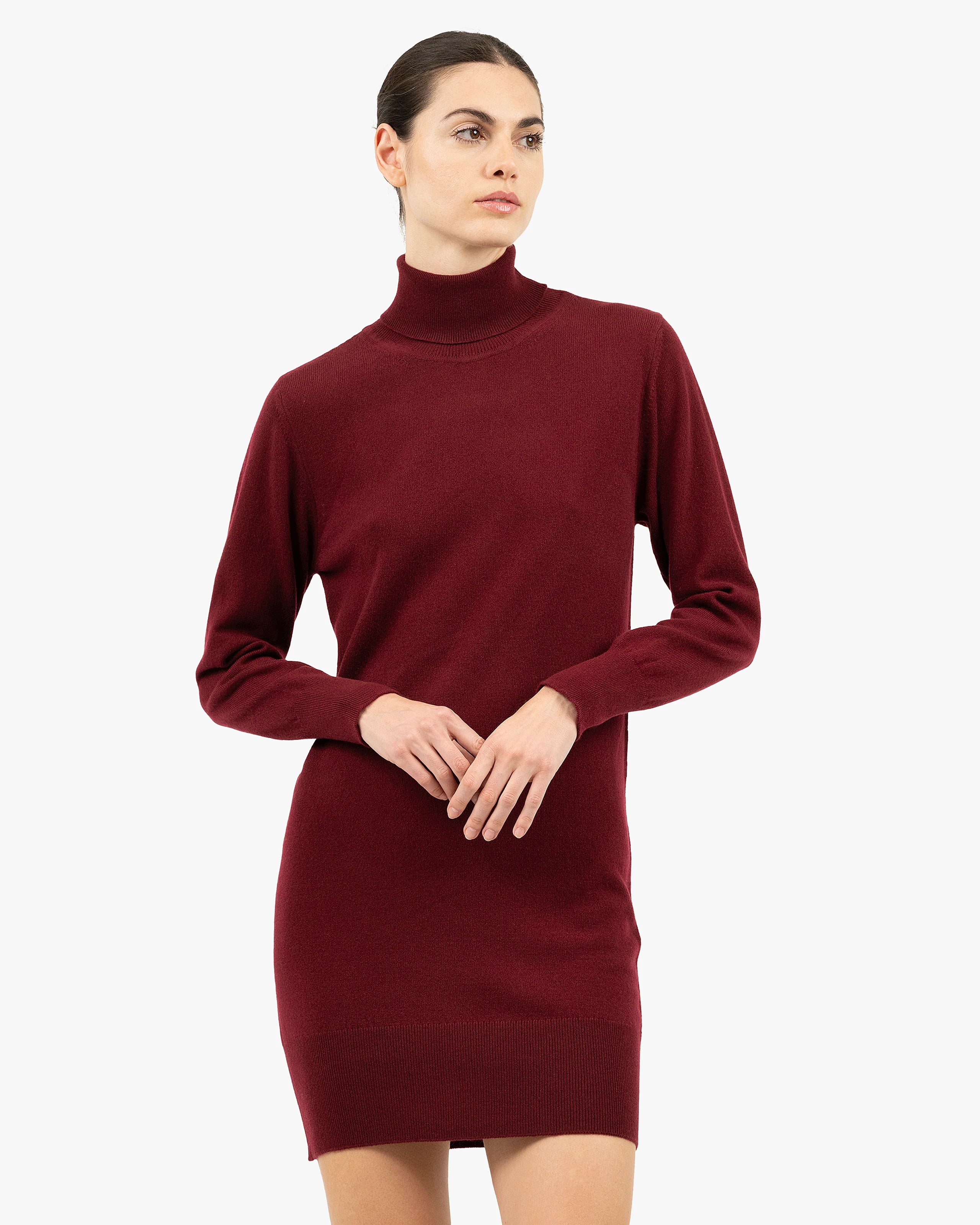 Florenz Turtleneck Dress - Bordeaux - Cashmere