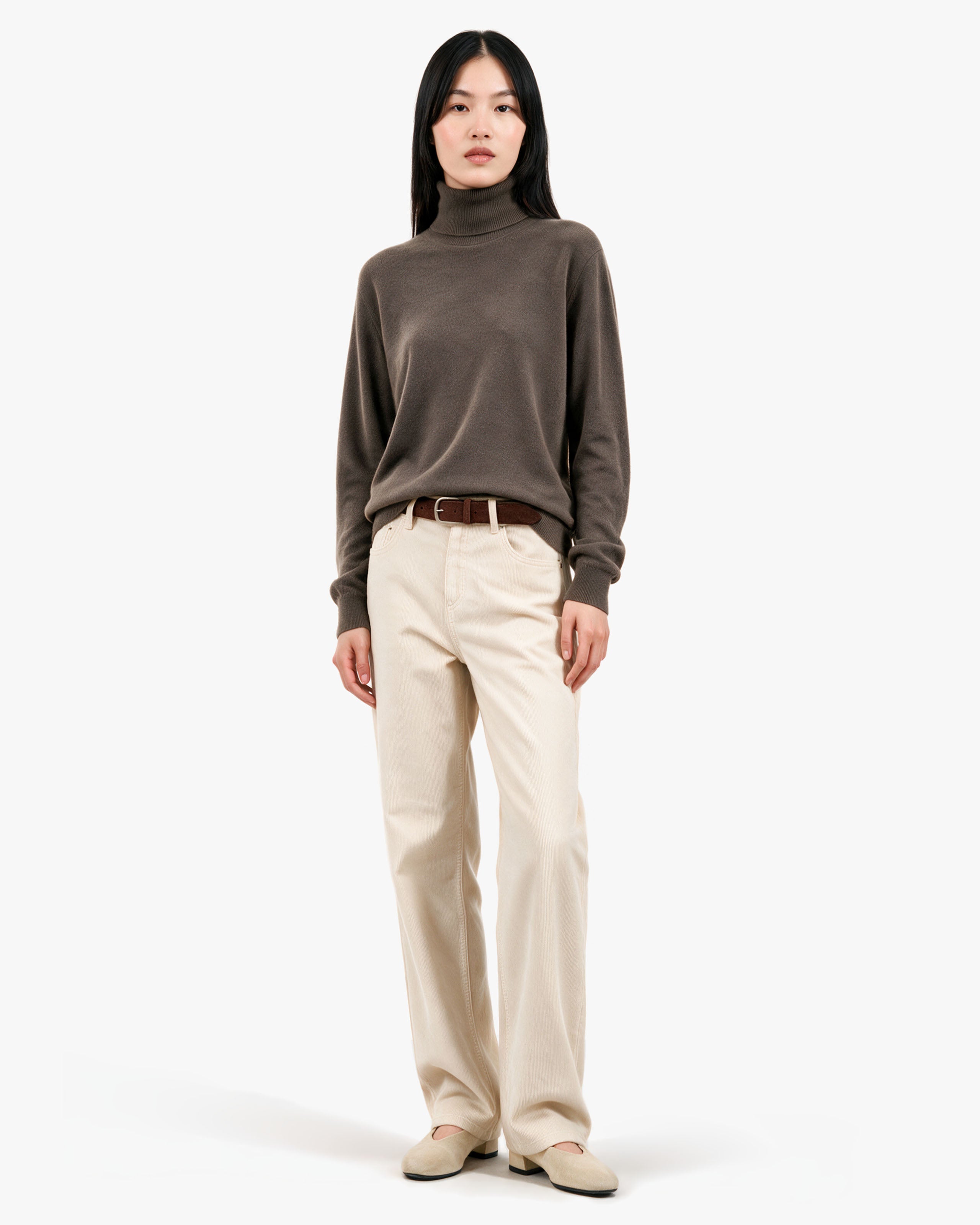 Pull Col Roulé Classic Prestige Femme · Marron