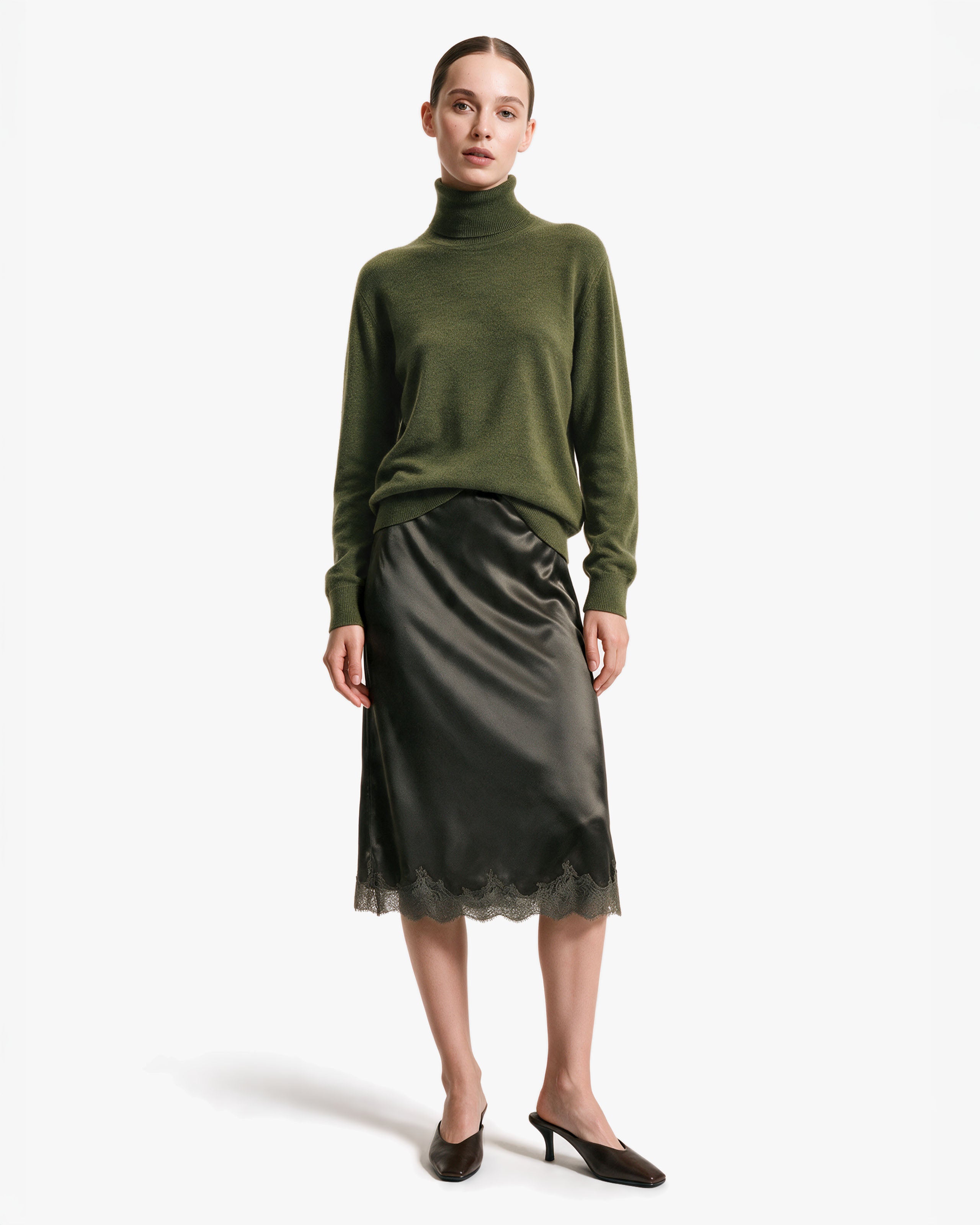 Pull Col Roulé Classic Prestige Femme · Vert