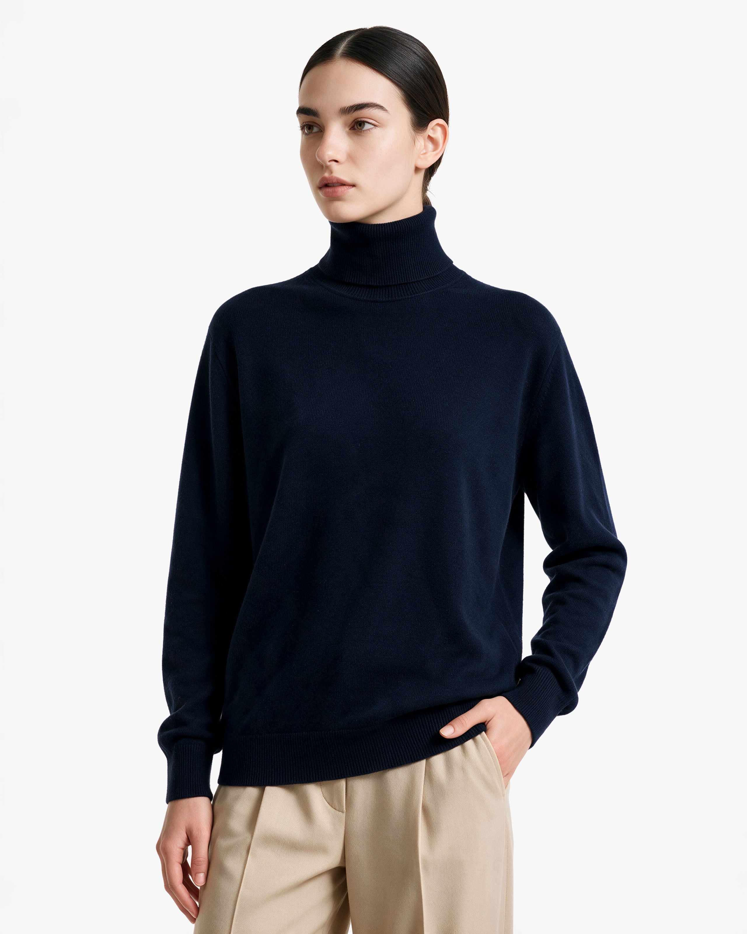 Pull Col Roulé Classic Prestige Femme · Bleu Nuit