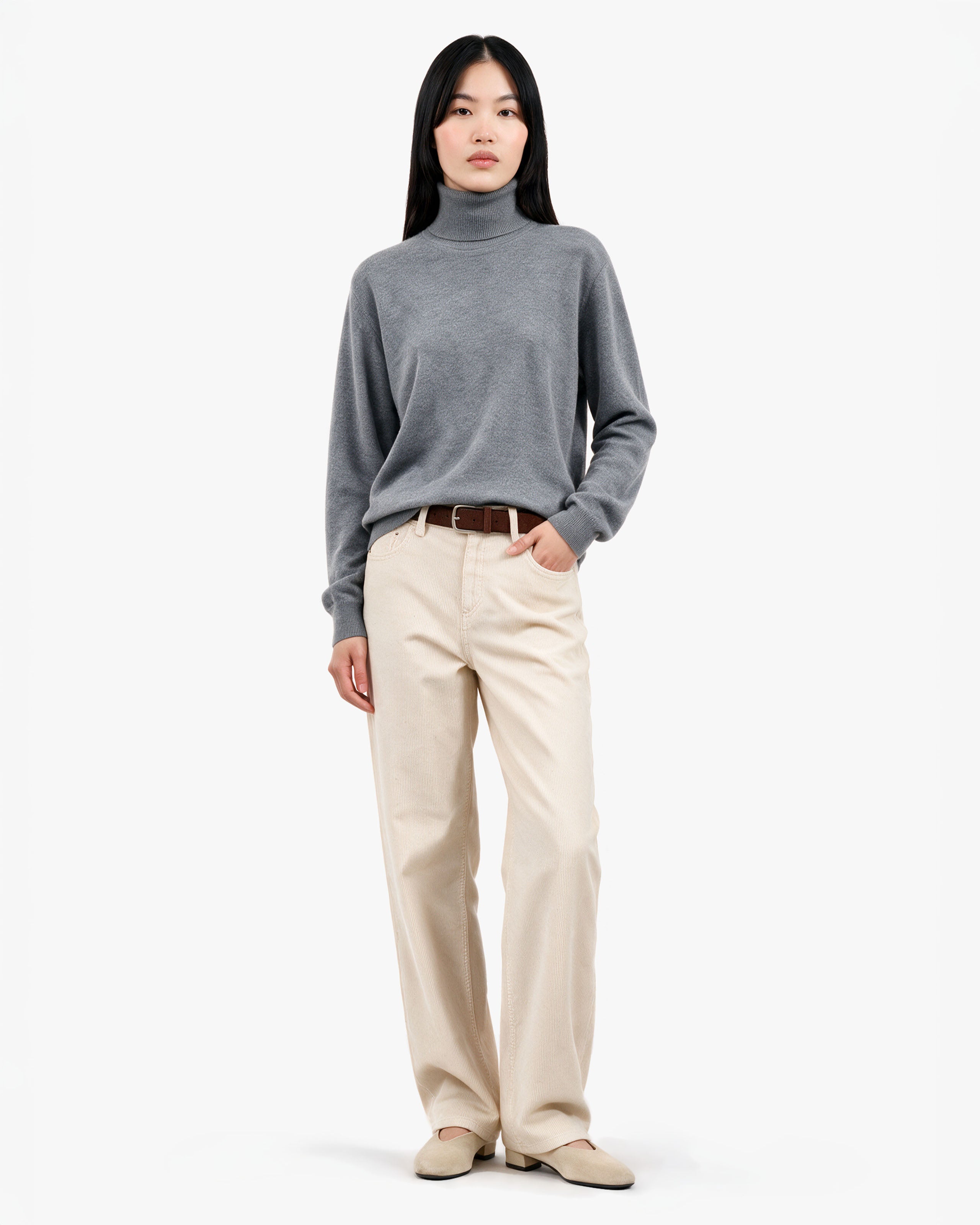 Women's Classic Prestige Roll Neck · Mid Grey