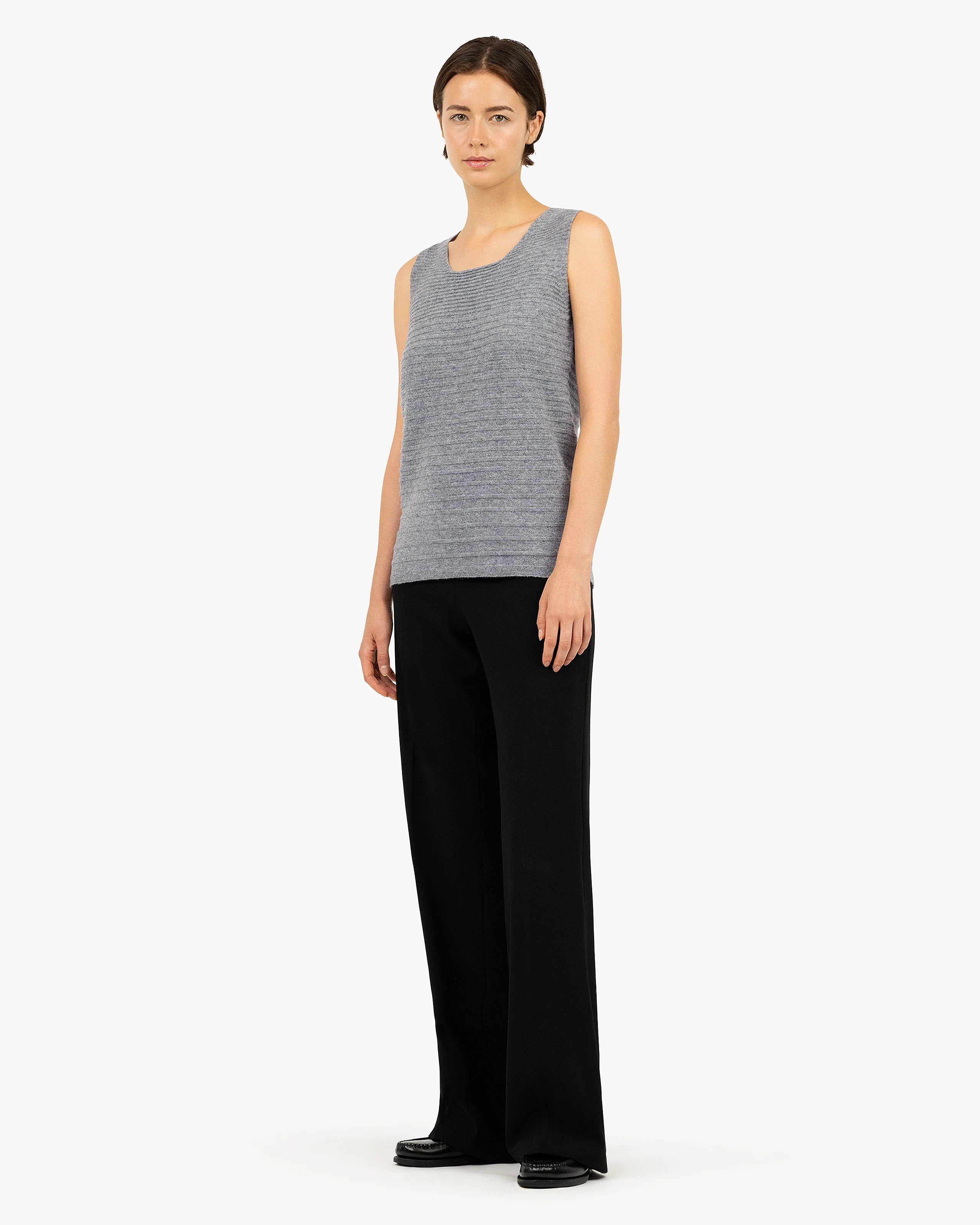 Degradé Ribbed Top - Medium Grey Cashmere