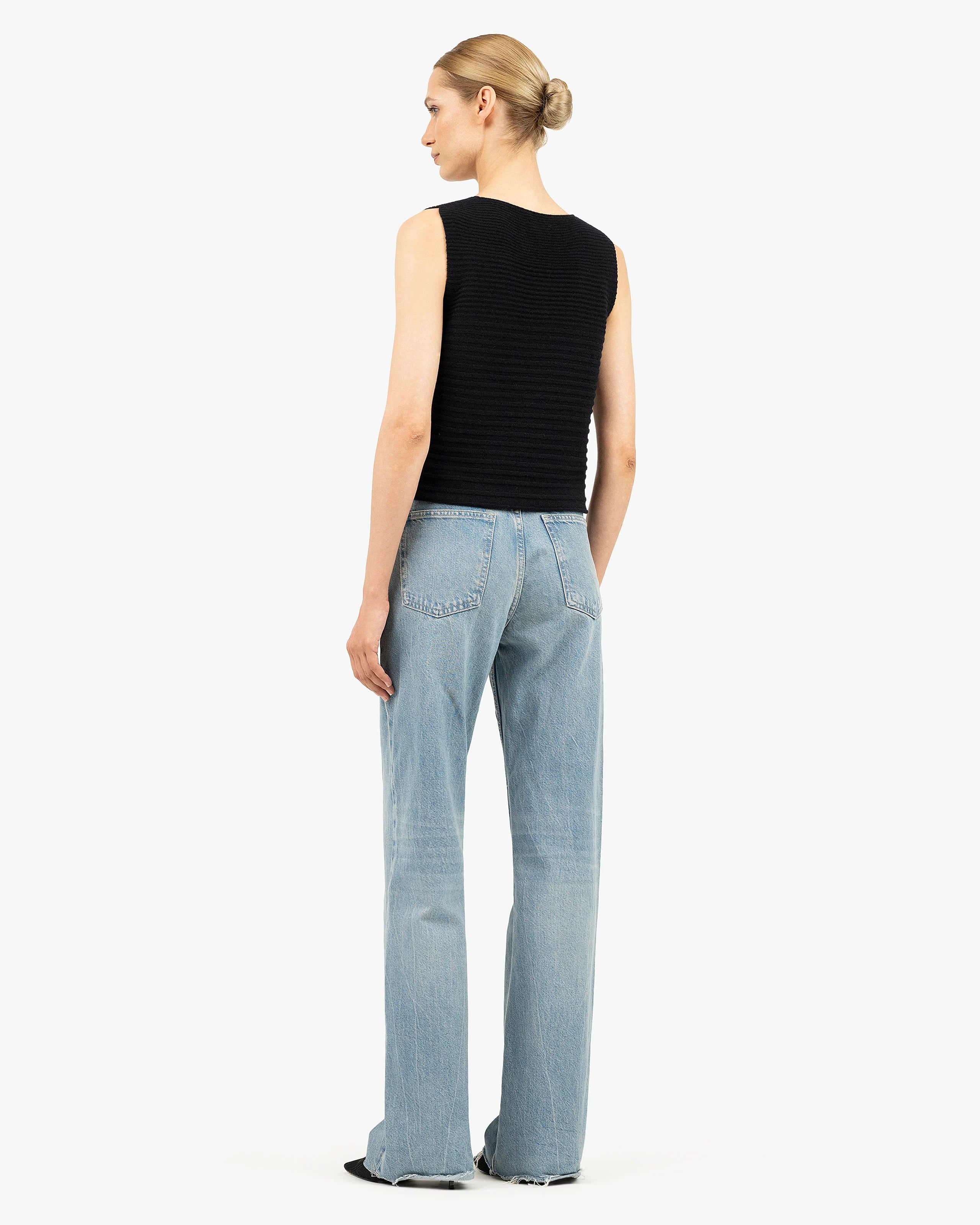 Degradé Ribbed Top - Black Cashmere