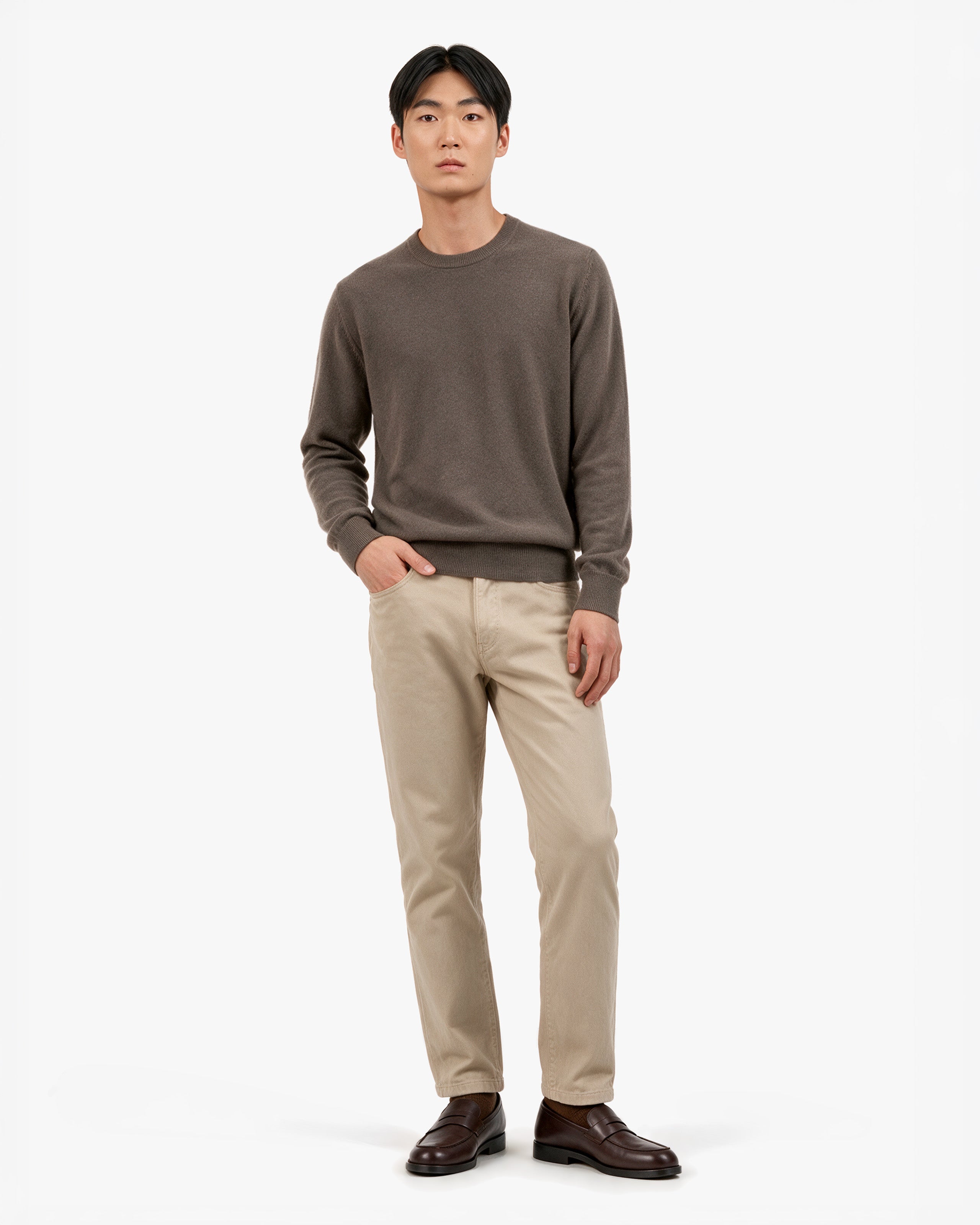 Pull Col Rond Classic Prestige Homme · Marron