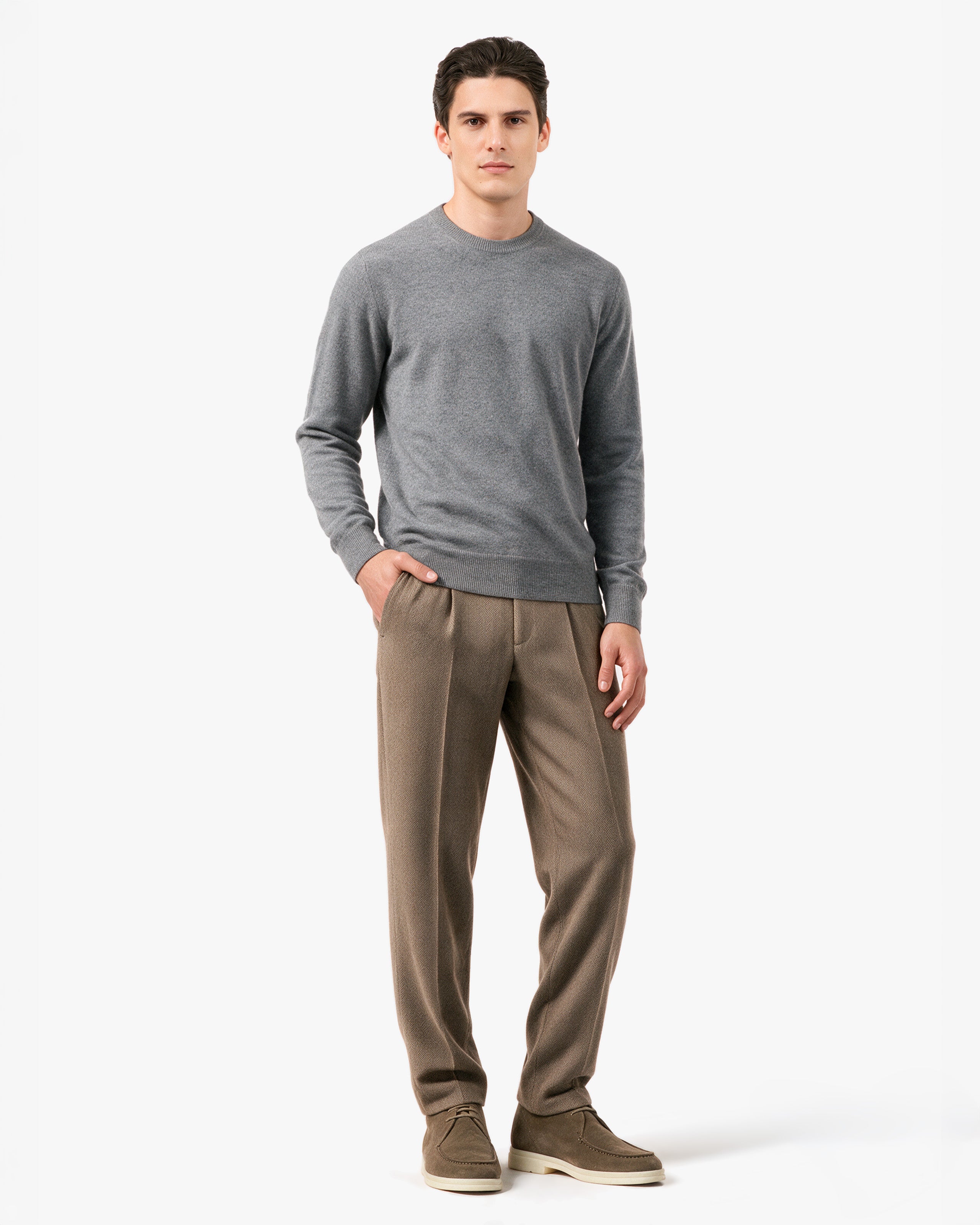 Pull Col Rond Classic Prestige Homme · Gris Moyen