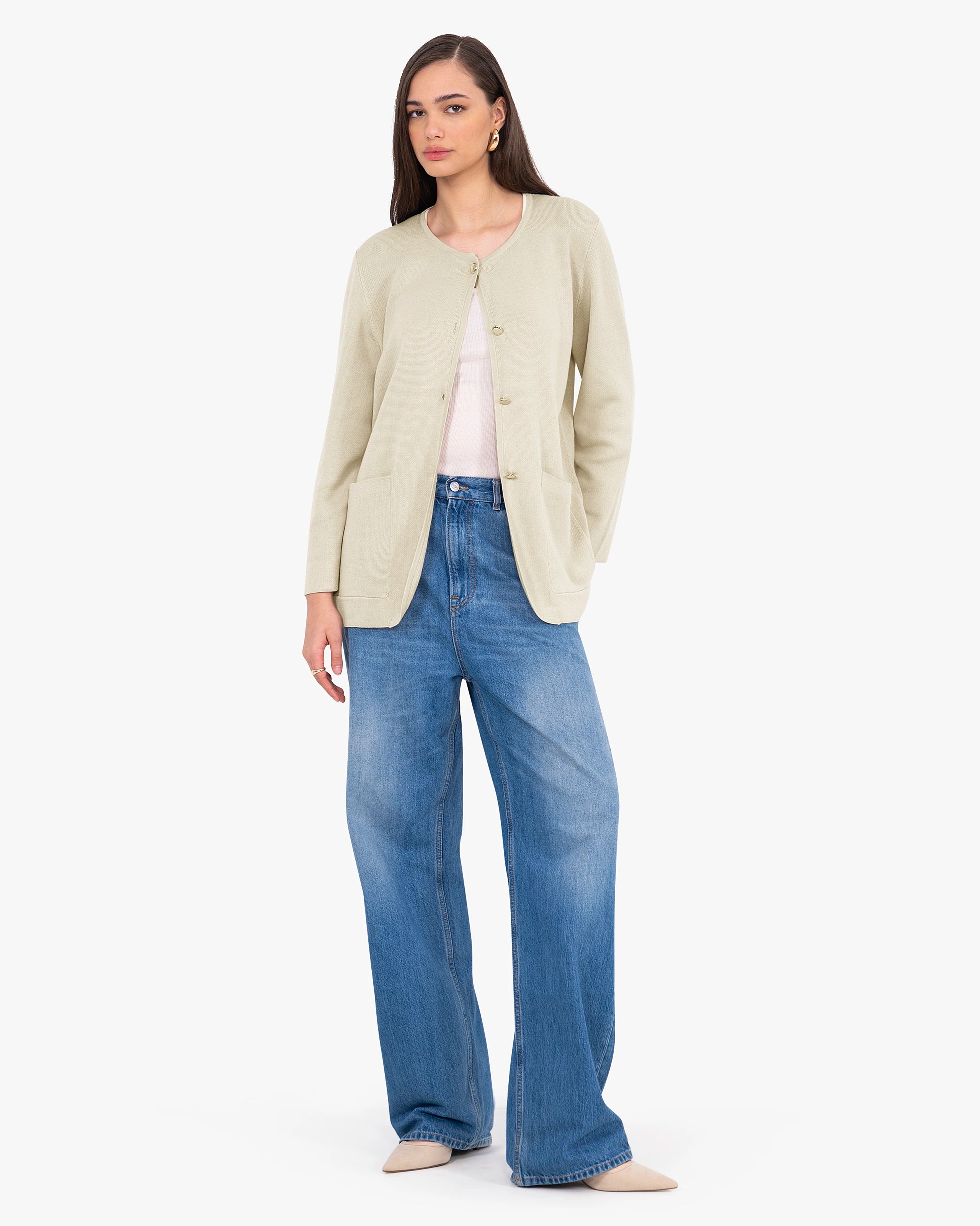 Women's Oasi Knit Jacket - Beige Cotone