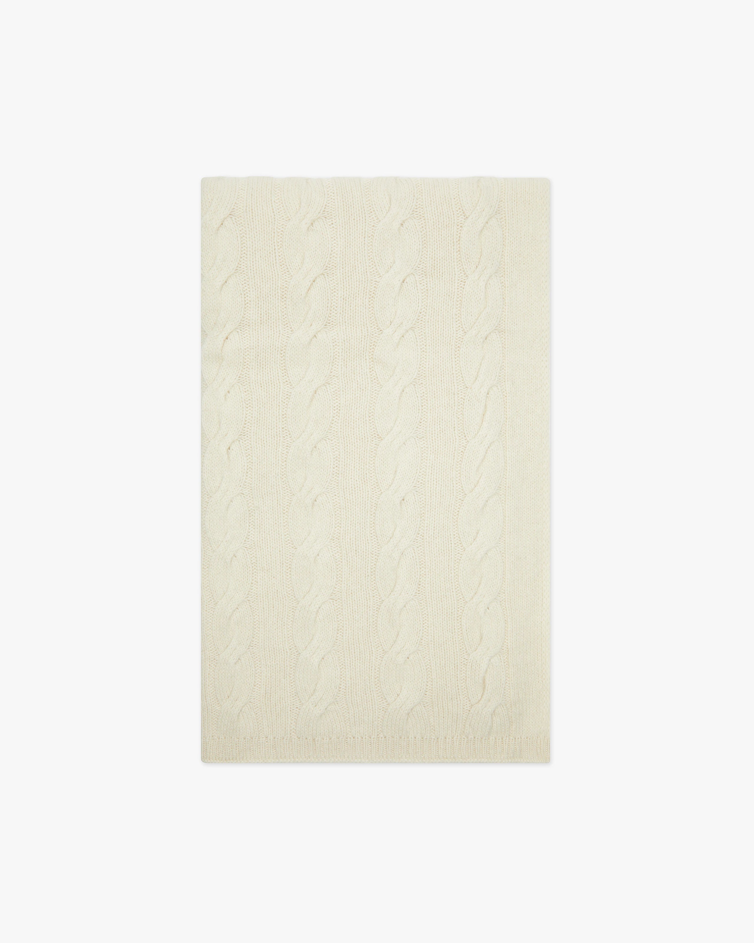Cable Knit Maxi Scarf - White Cashmere
