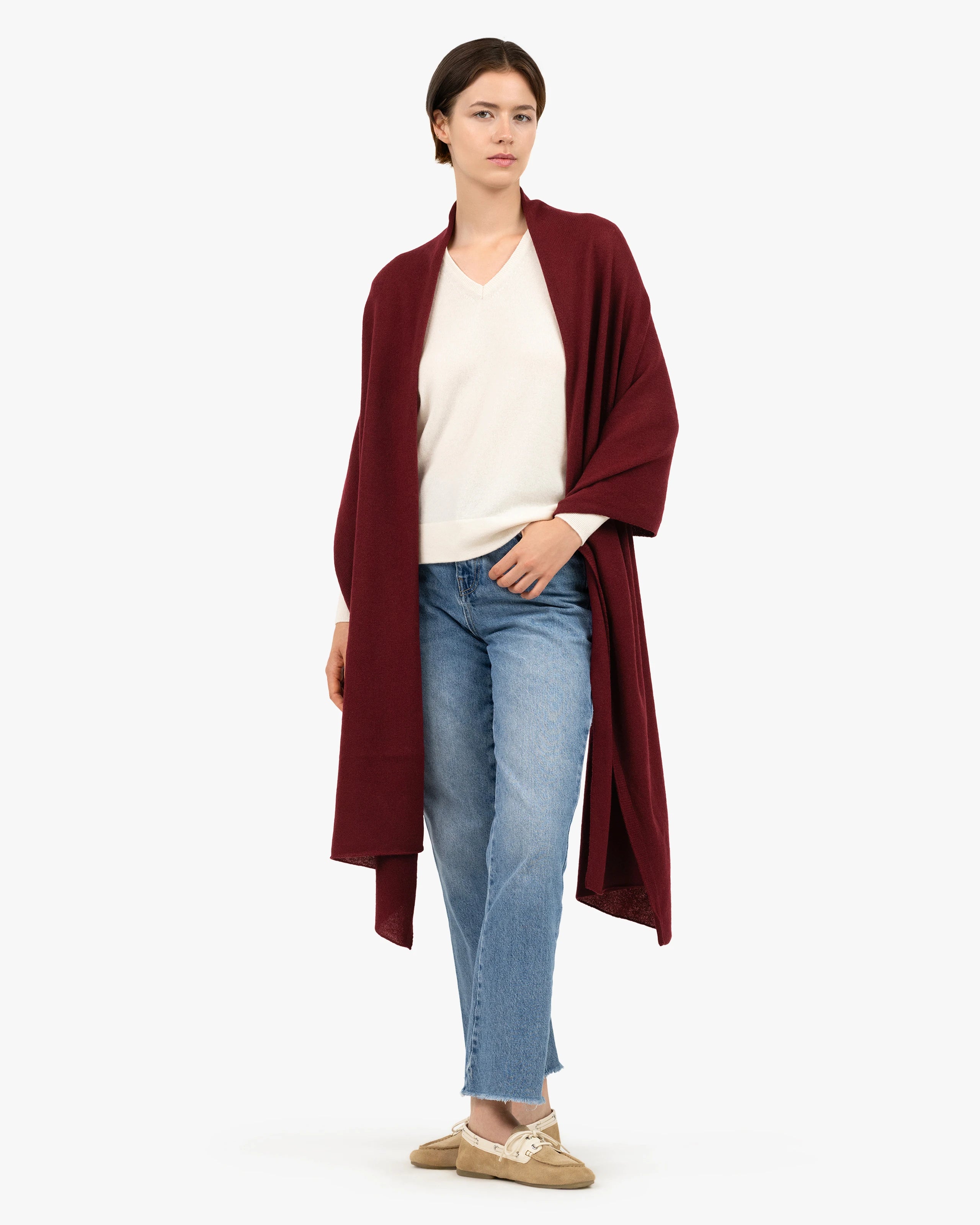 Essential Maxi Wrap - Bordeaux Cashmere