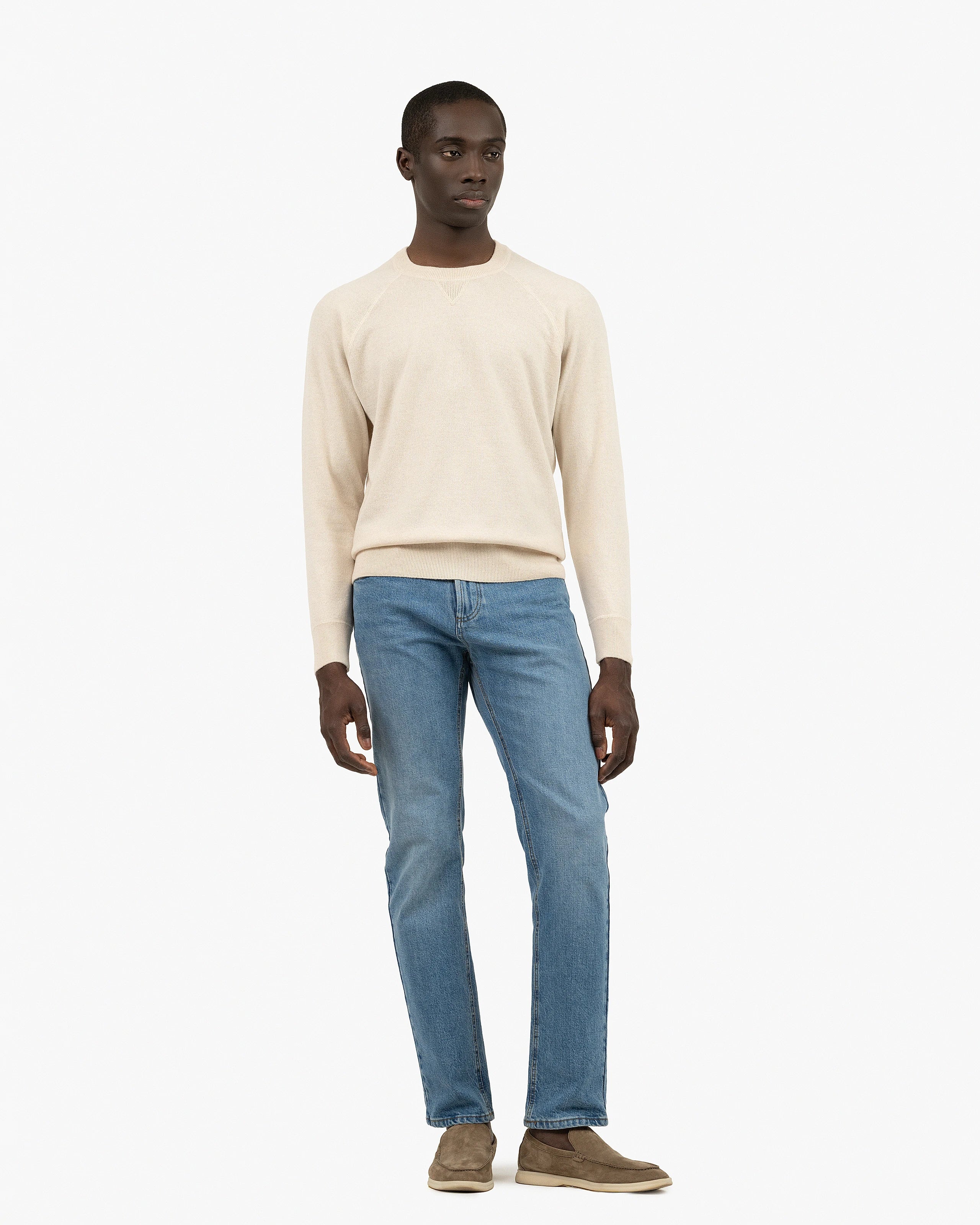 Men's Arcore Raglan Crew Neck Sweater - Light Beige Cashmere