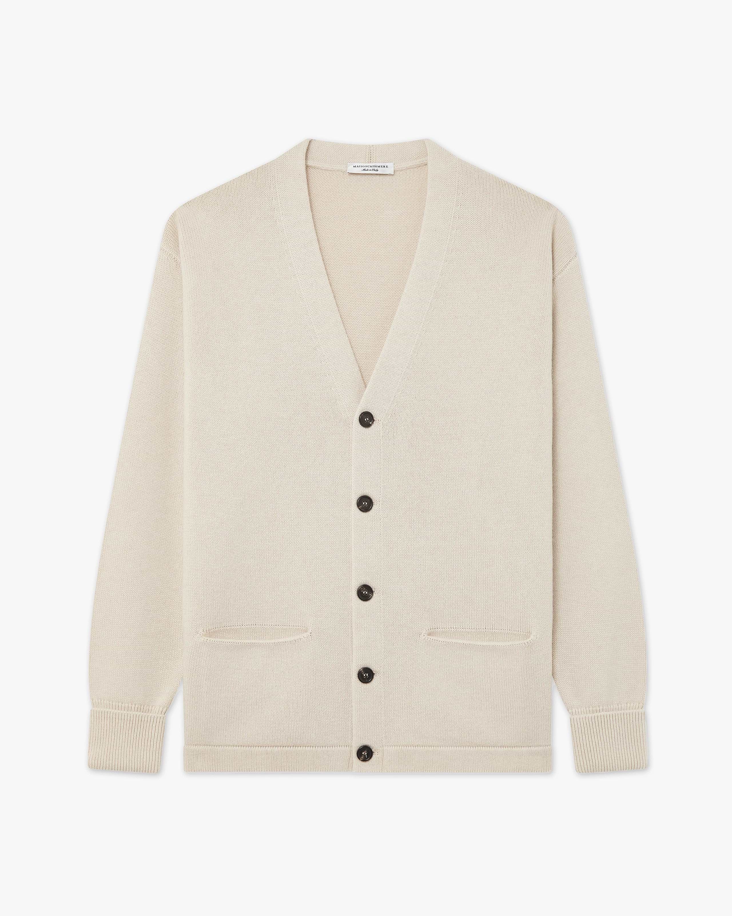 Men's Beacon Cardigan - Light Beige Cashmere