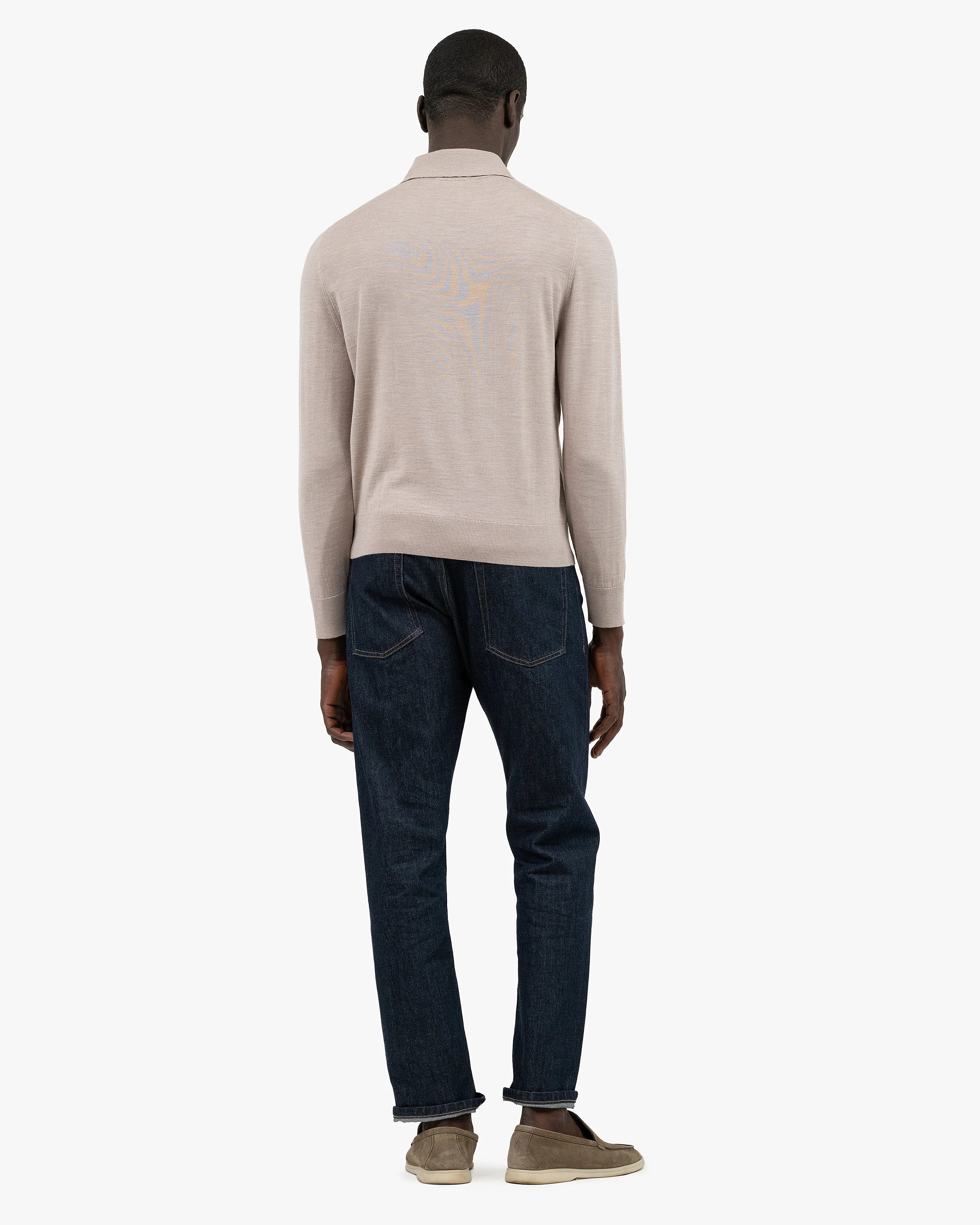 Men's Belmond Polo Sweater - Beige Merino Superfine