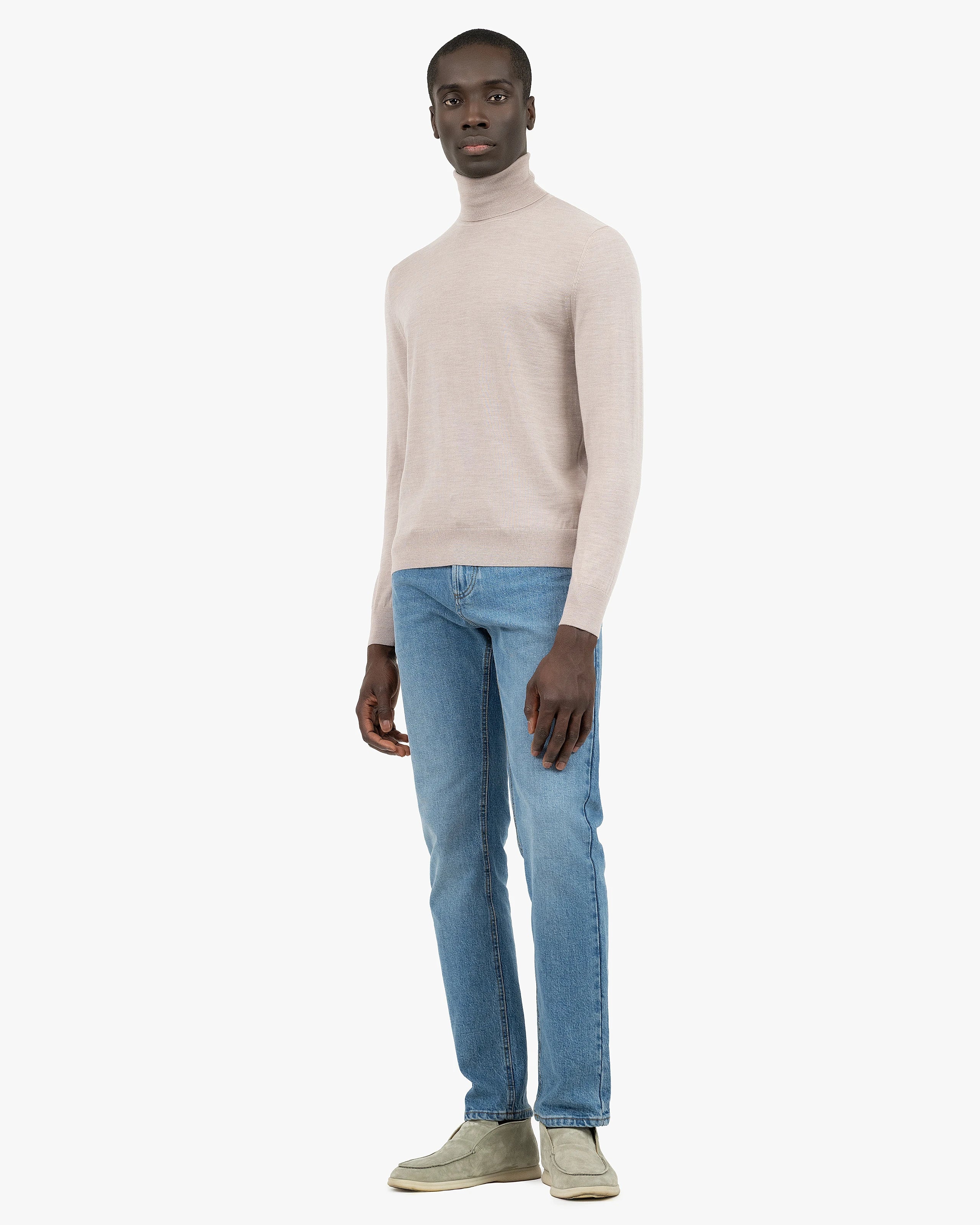 Men's Belmond Turtleneck Sweater - Beige Merino Superfine