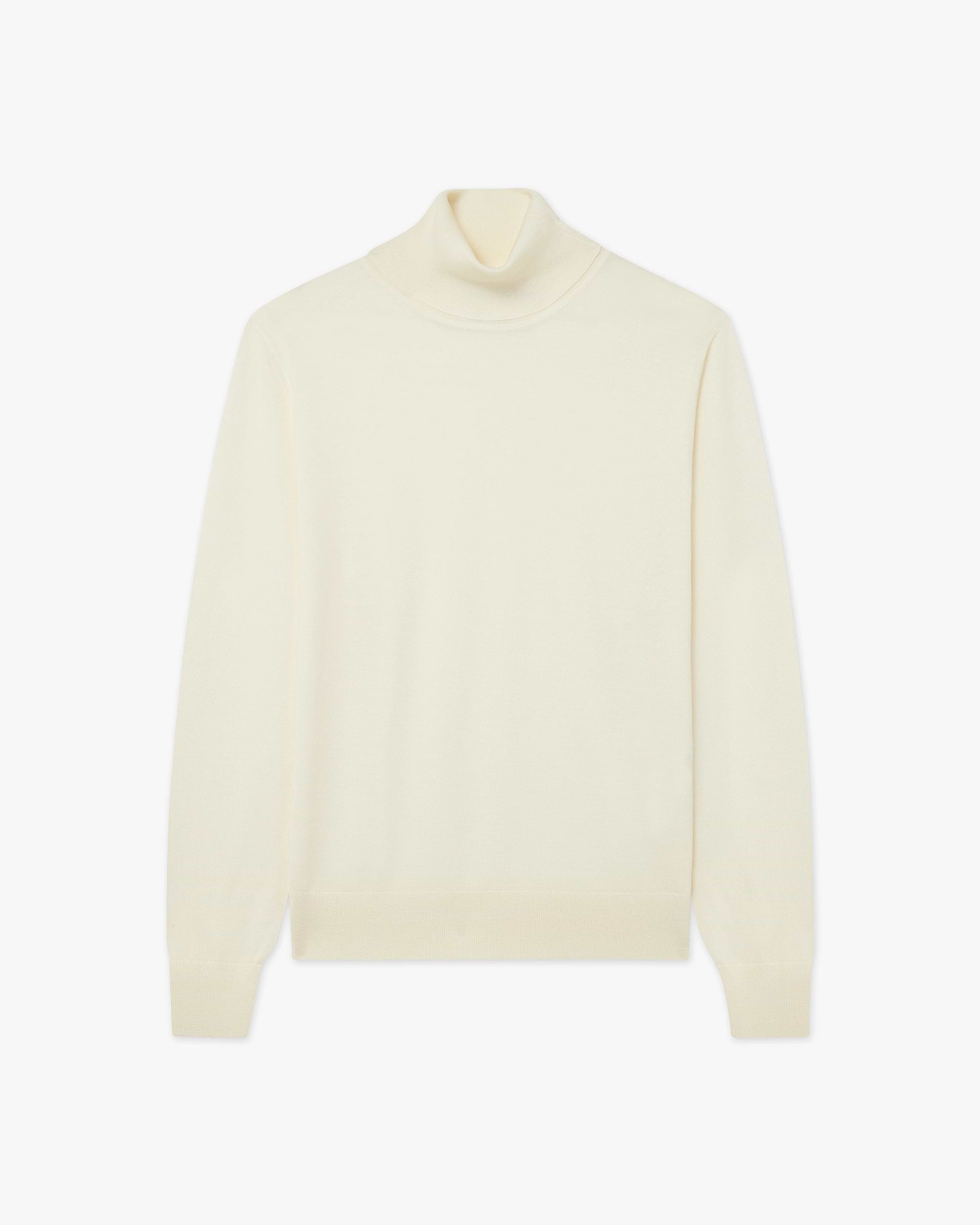 Men's Belmond Turtleneck Sweater - White Merino Superfine