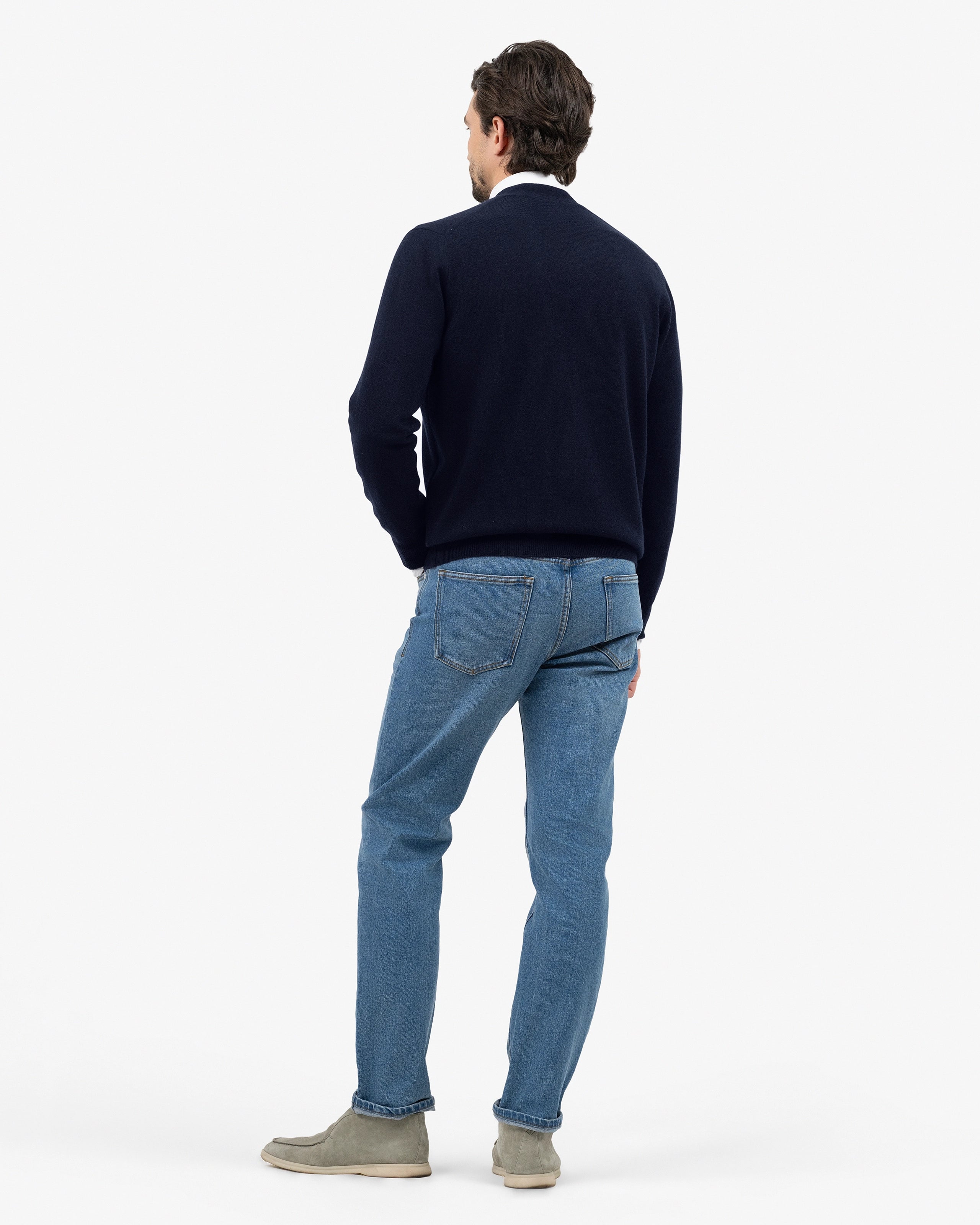 Men's Classic Cardigan - Night Blue Cashmere