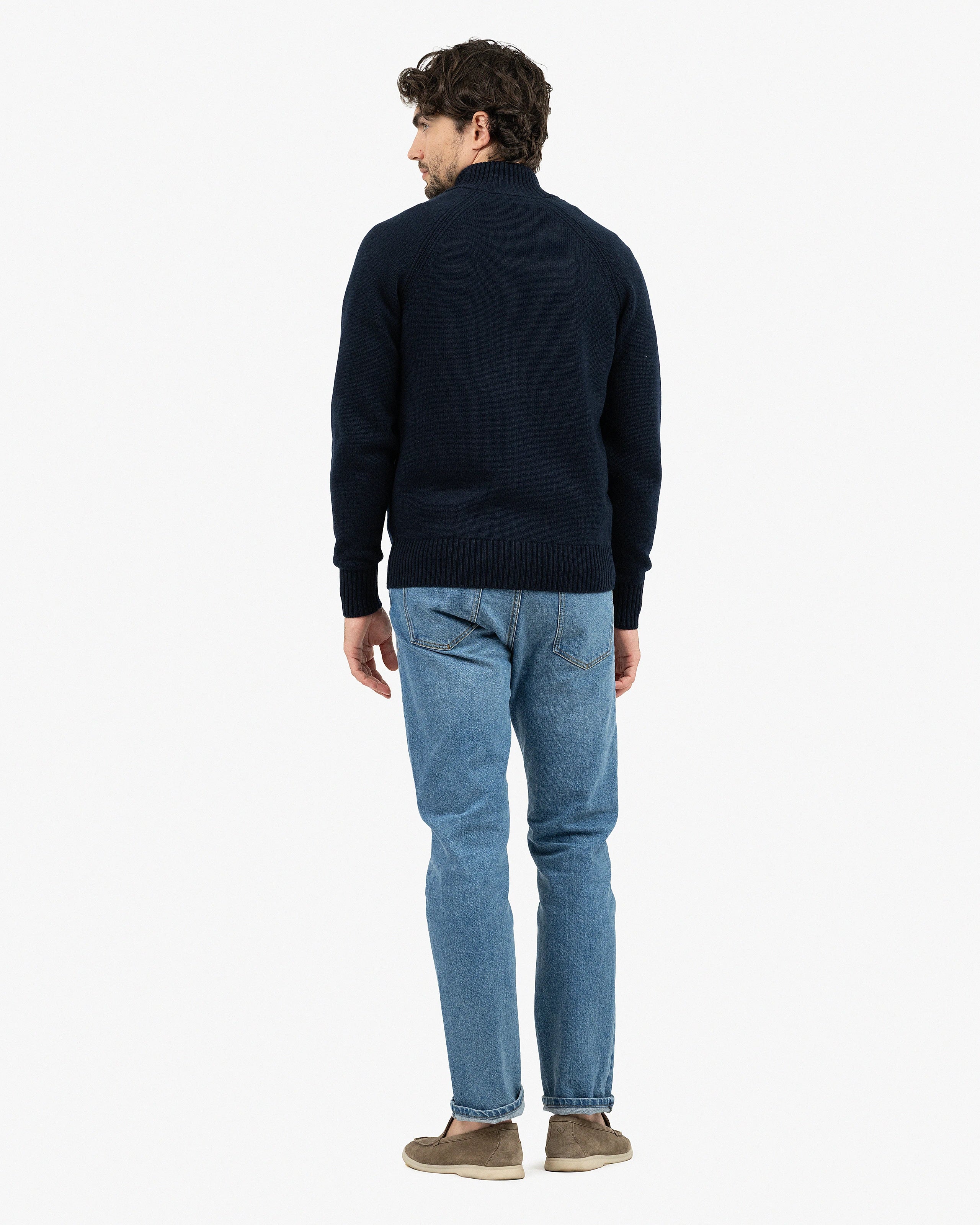 Men's Ampezzo Zip Cardigan - Night Blue Cashmere