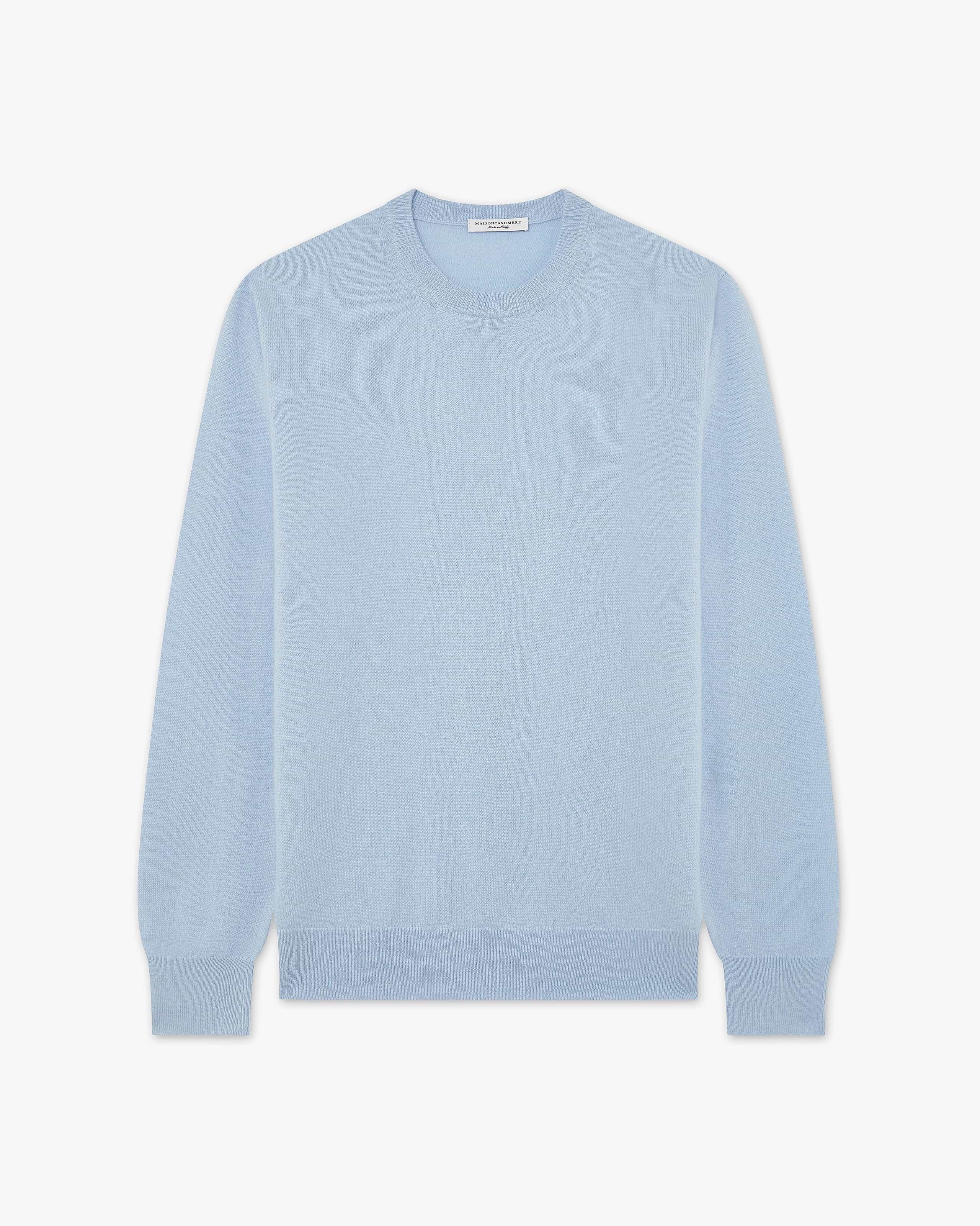 Men's Classic Crew Neck Sweater - Light Blue Cashmere