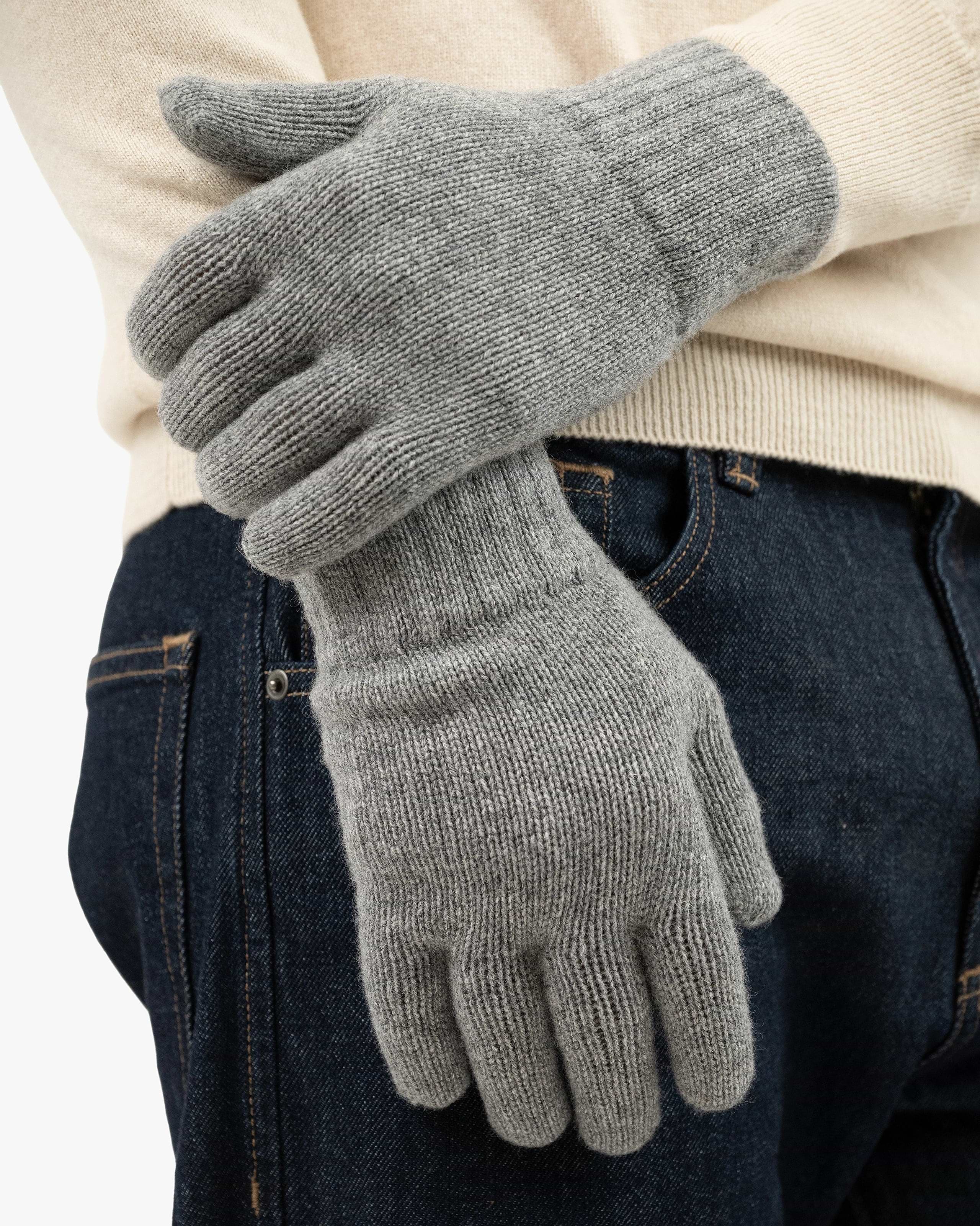Classic Kaschmir Handschuhe Herren - Mittelgrau