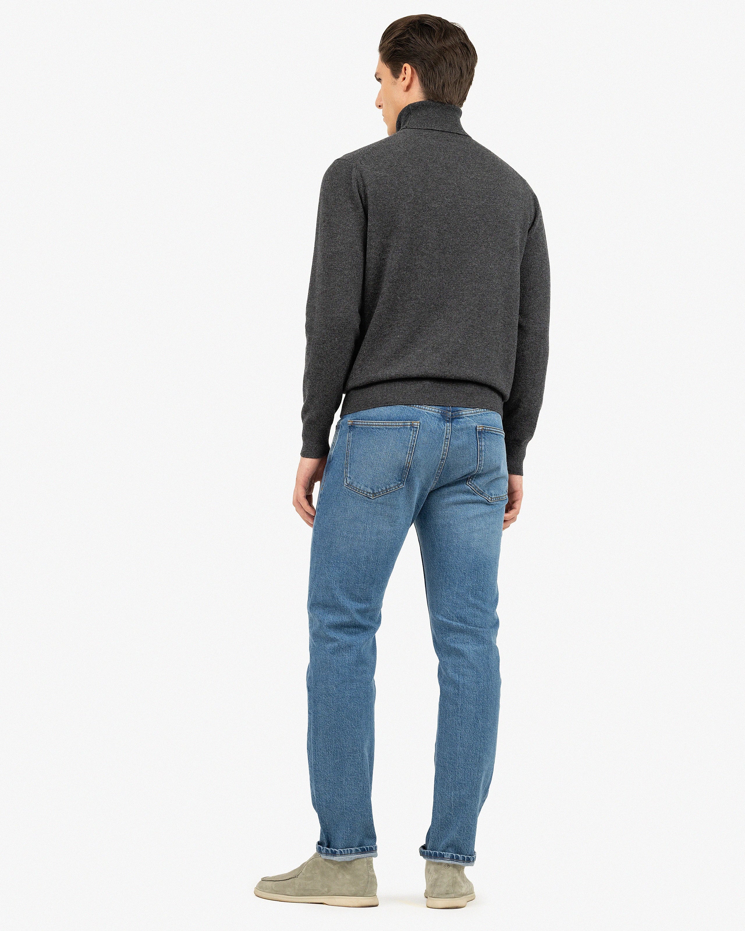 Men's Classic Turtleneck Sweater - Charcoal Cashmere