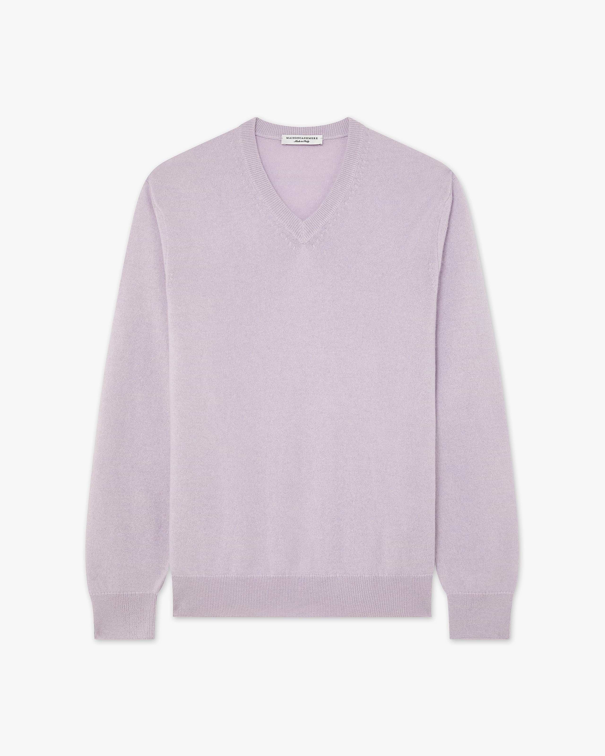 Men's Classic V-Neck Sweater - Lilac Cashmere