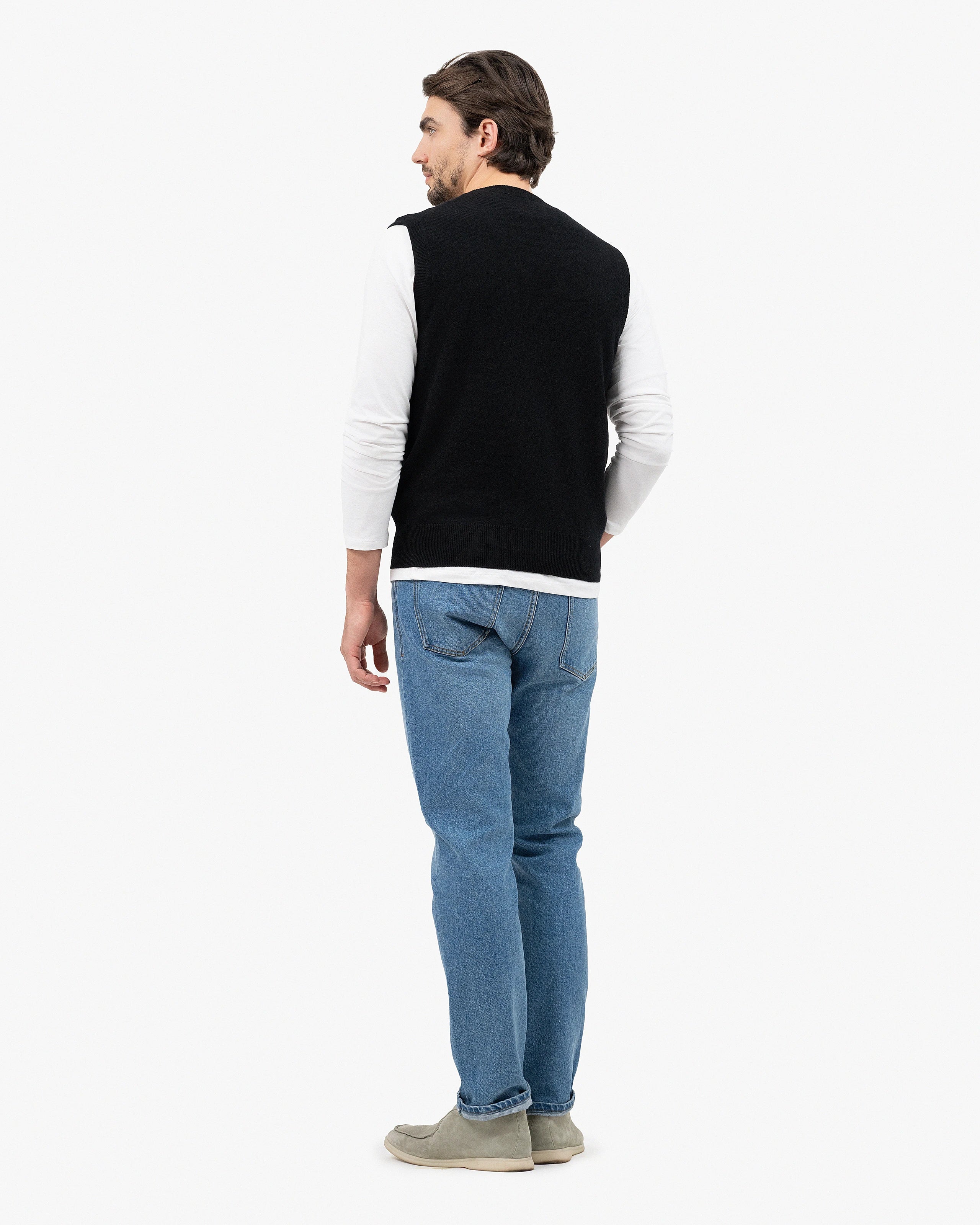 Men's Classic V-Neck Vest - Black Cashmere