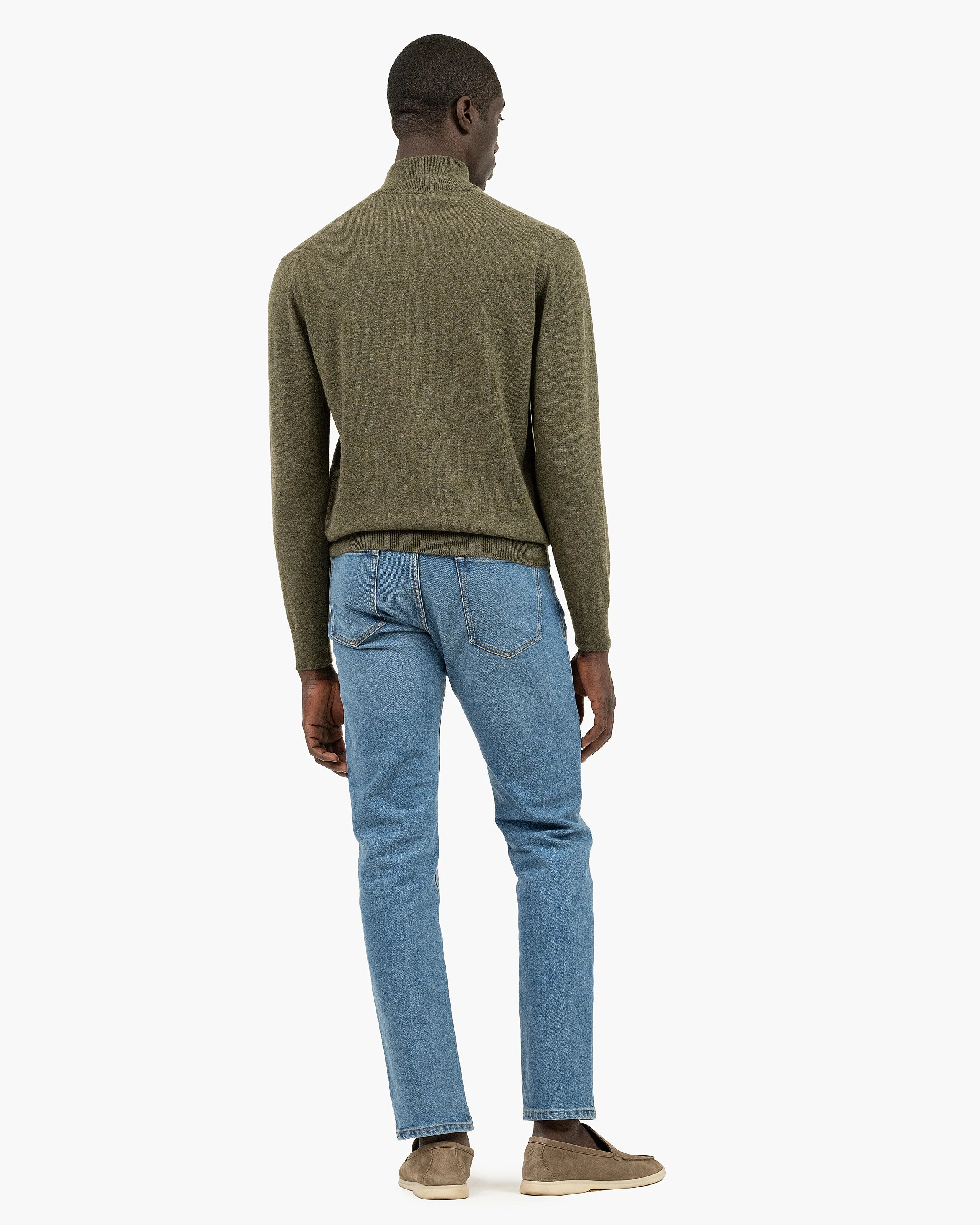 Men's Classic Half-Zip Mock Neck - Green Cashmere