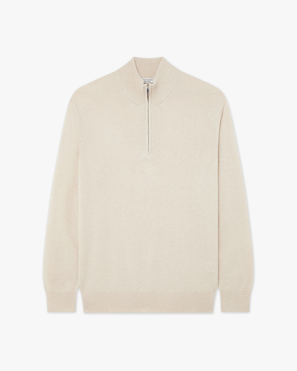 Men's Cashmere Quarter-Zip Sweater - Light Beige | MaisonCashmere