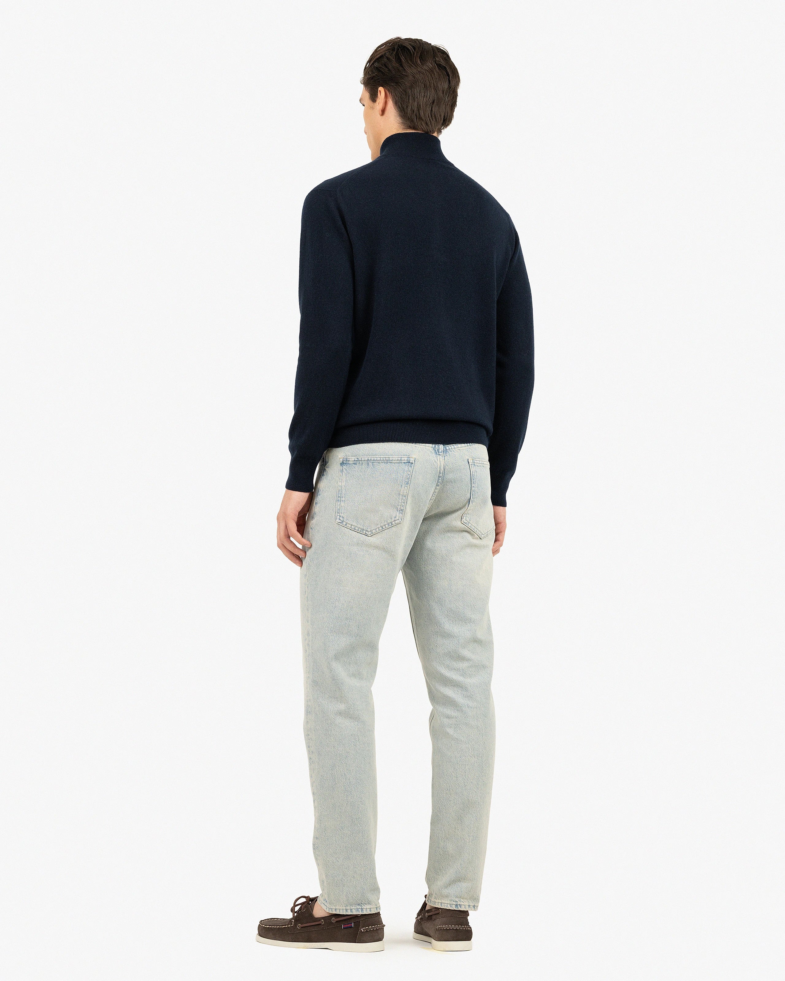 Men's Classic Half-Zip Mock Neck - Night Blue Cashmere