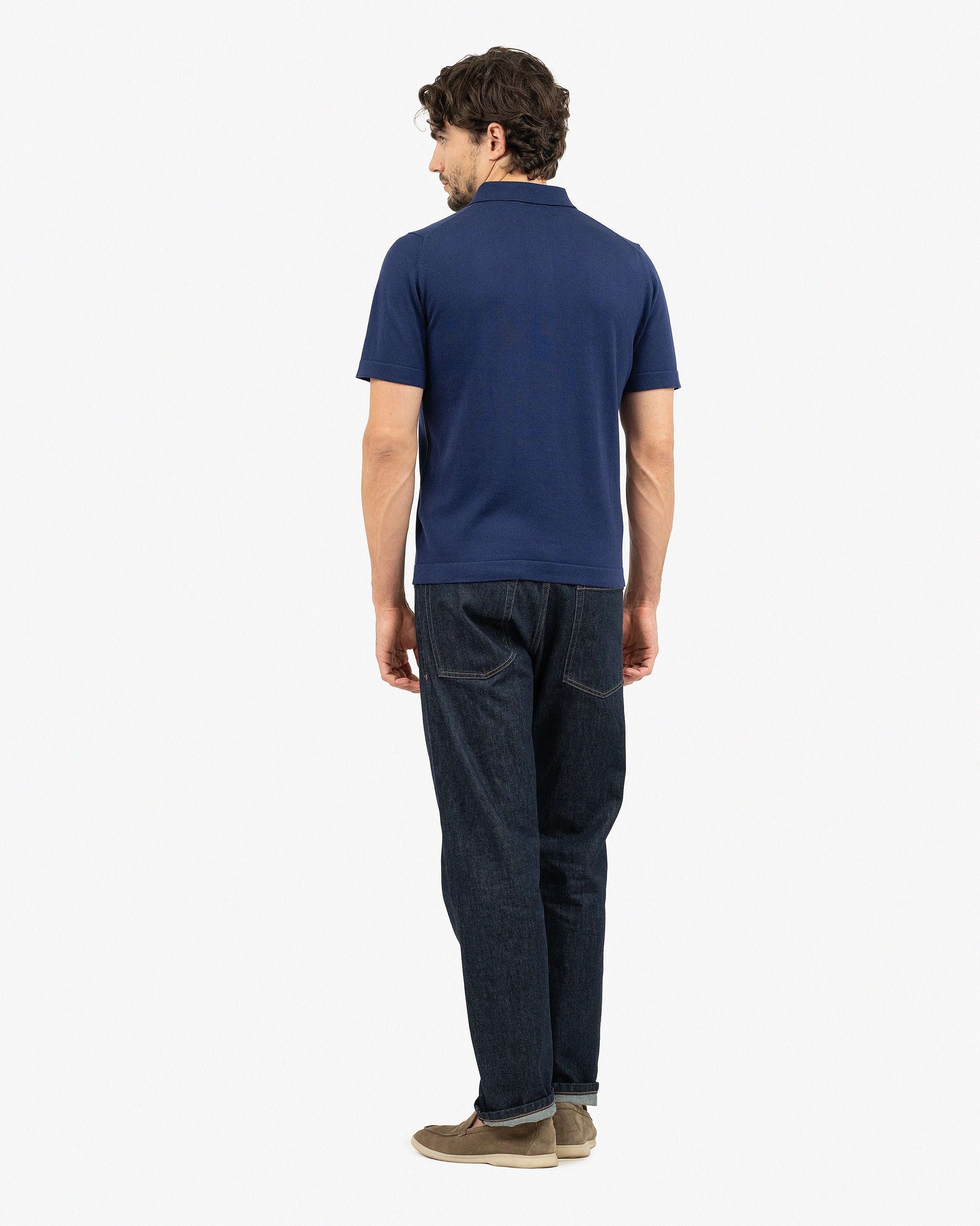 Men's Giza Polo T-Shirt - Night Blue Cotone