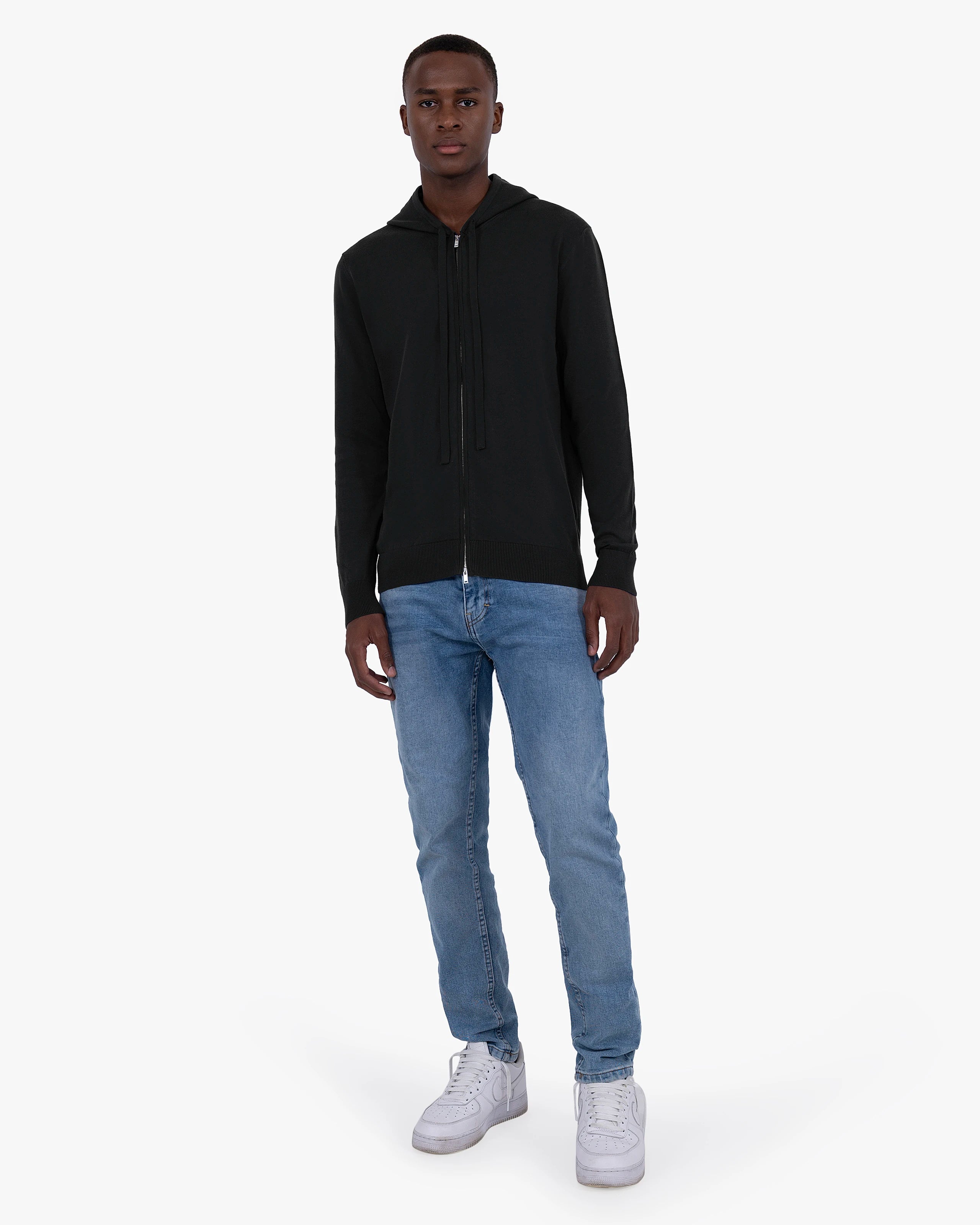 Men's Giza Zip Hoodie - Black Cotone