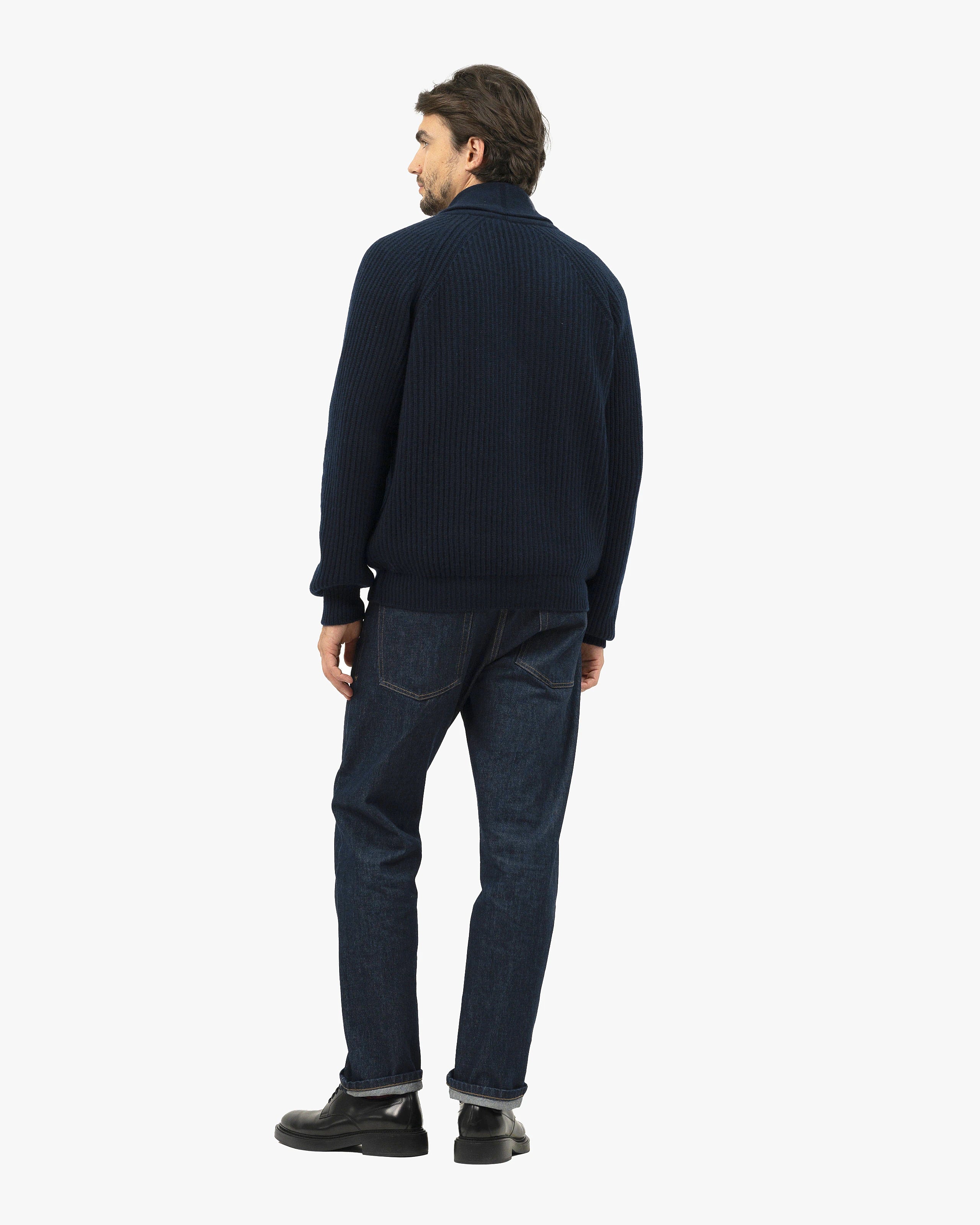 Men's Gleneagles Cardigan - Night Blue Cashmere