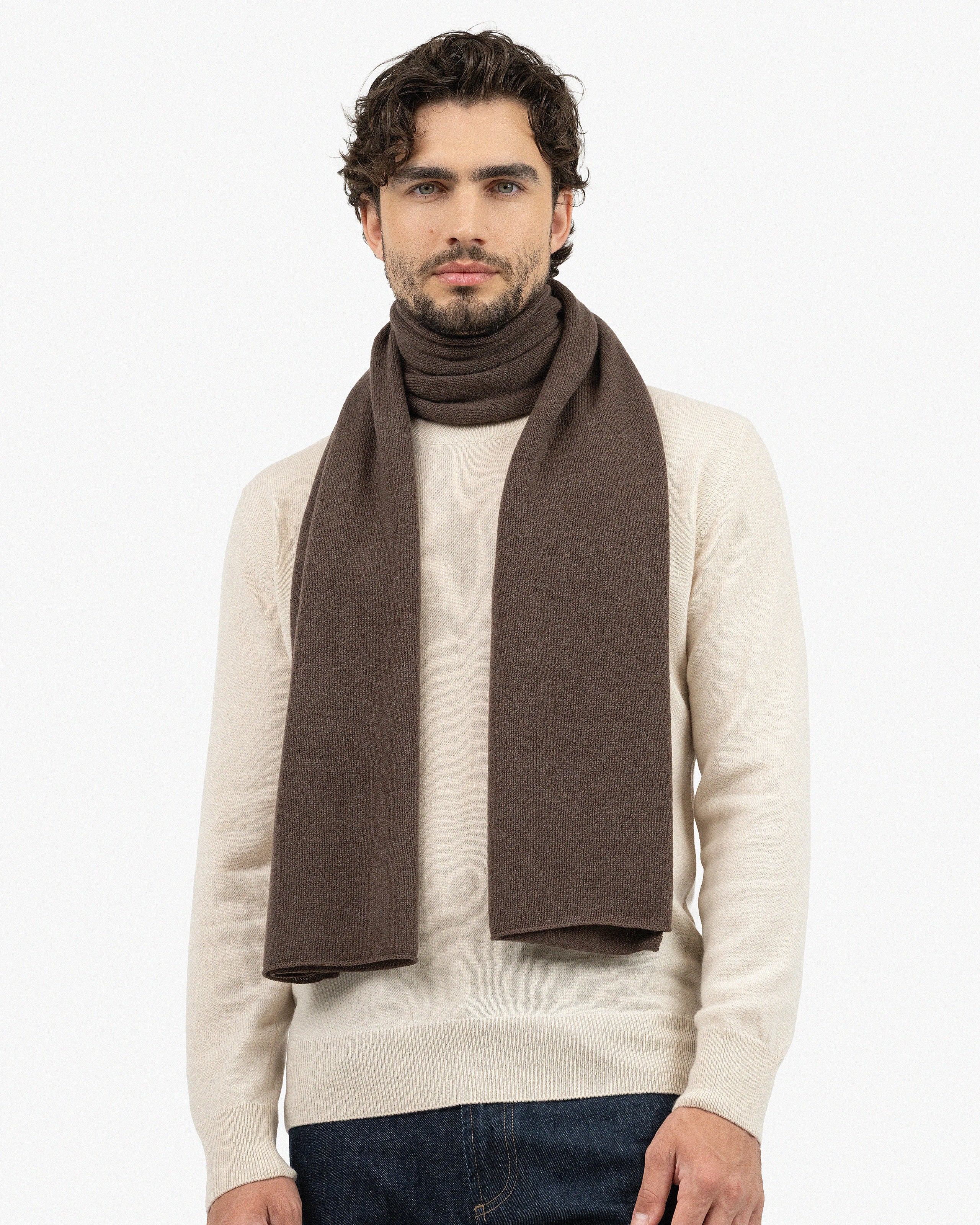 Men's Essential Maxi Scarf - Brown Cashmere
