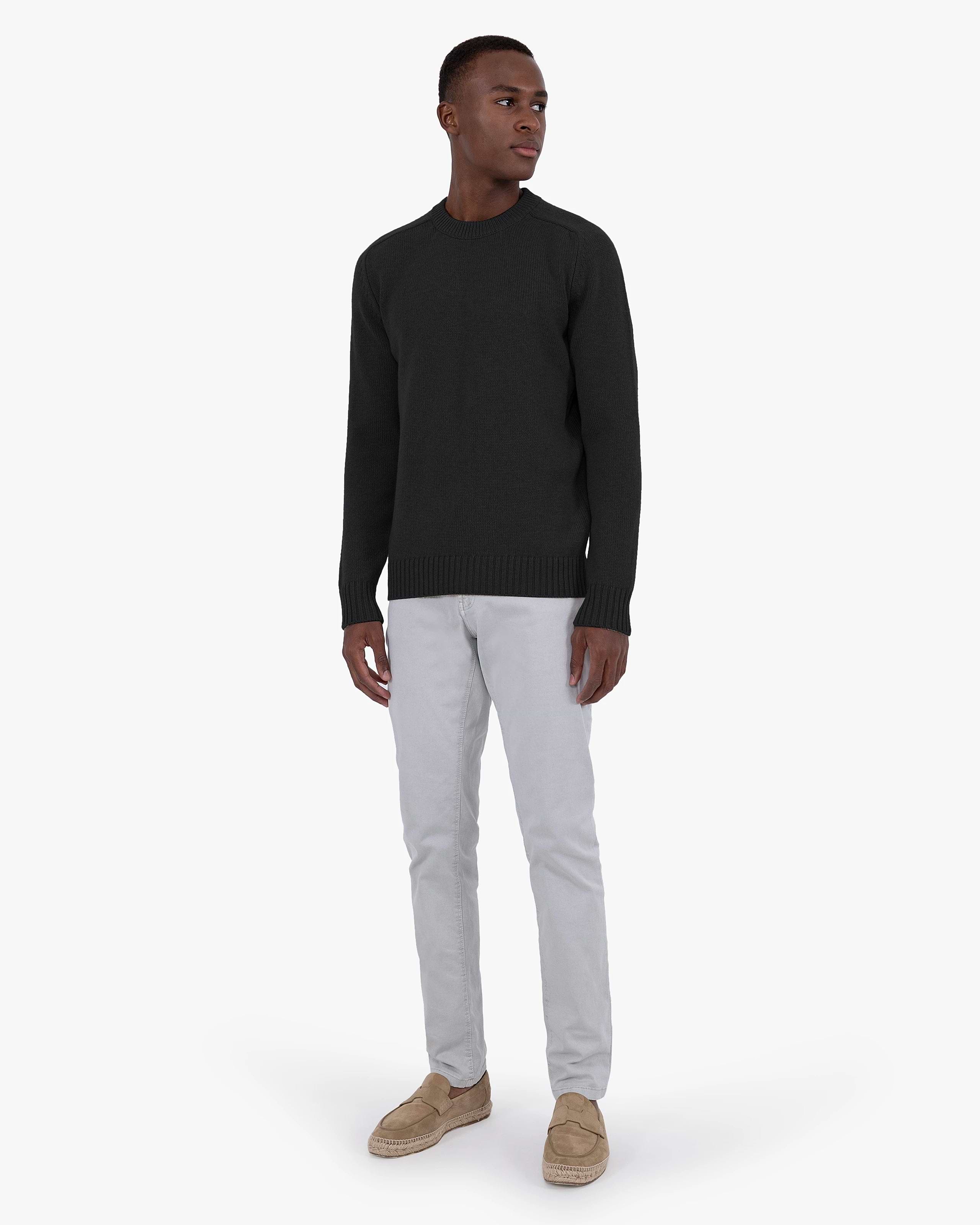 Men's Moritz Crew Neck Sweater - Black Merino