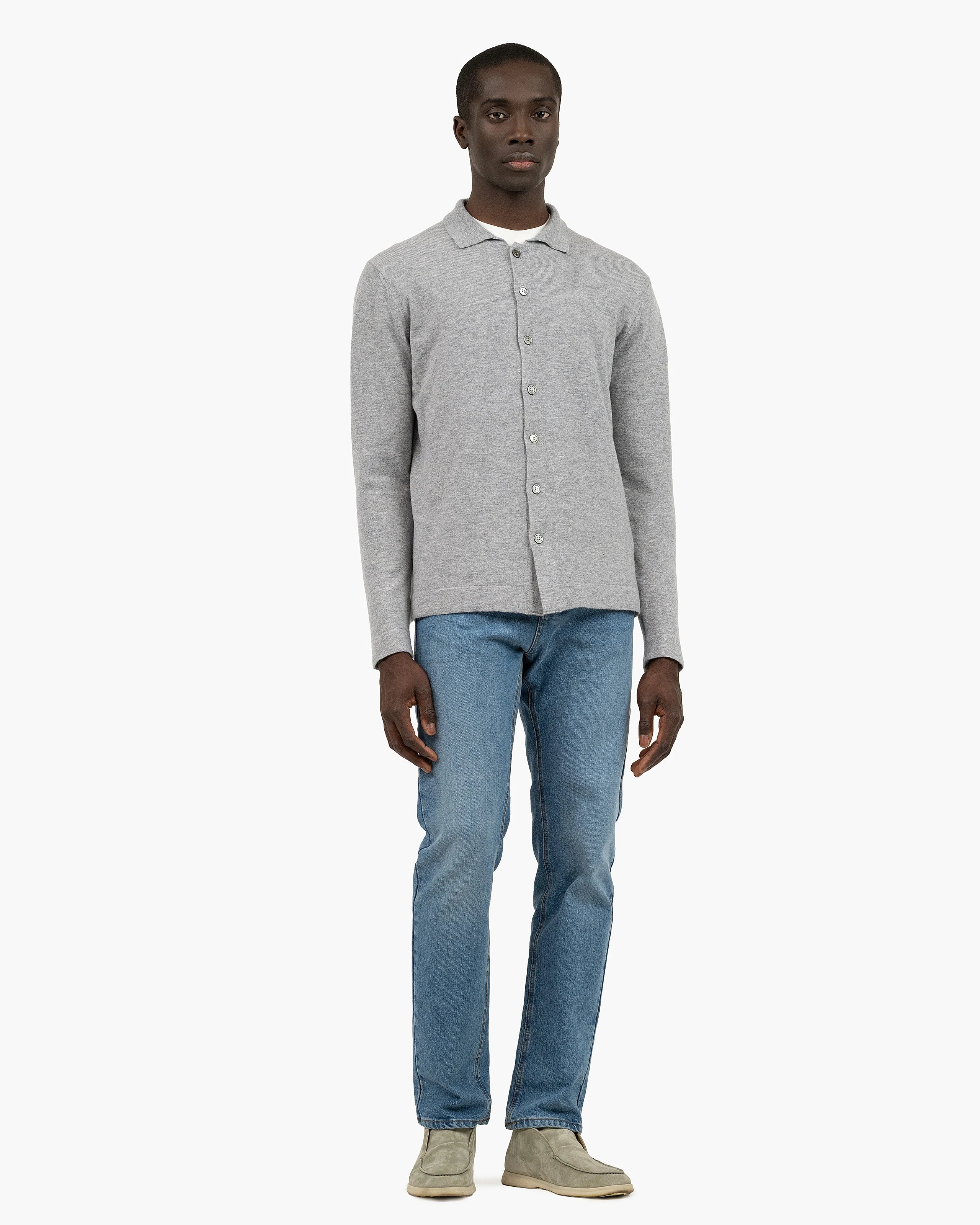 Men's Saxon Knit Shirt - Medium Grey Merino
