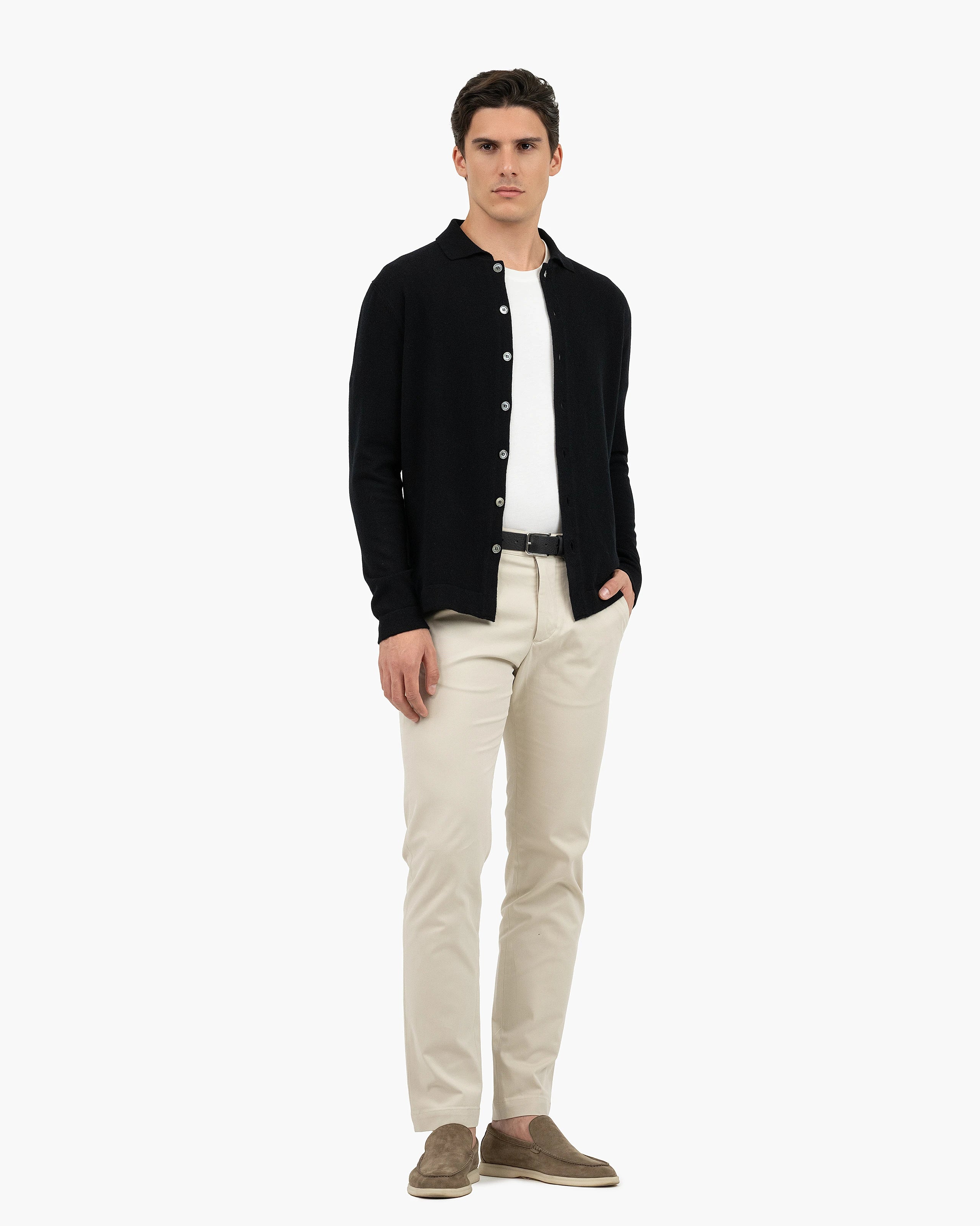 Men's Saxon Knit Shirt - Black Merino