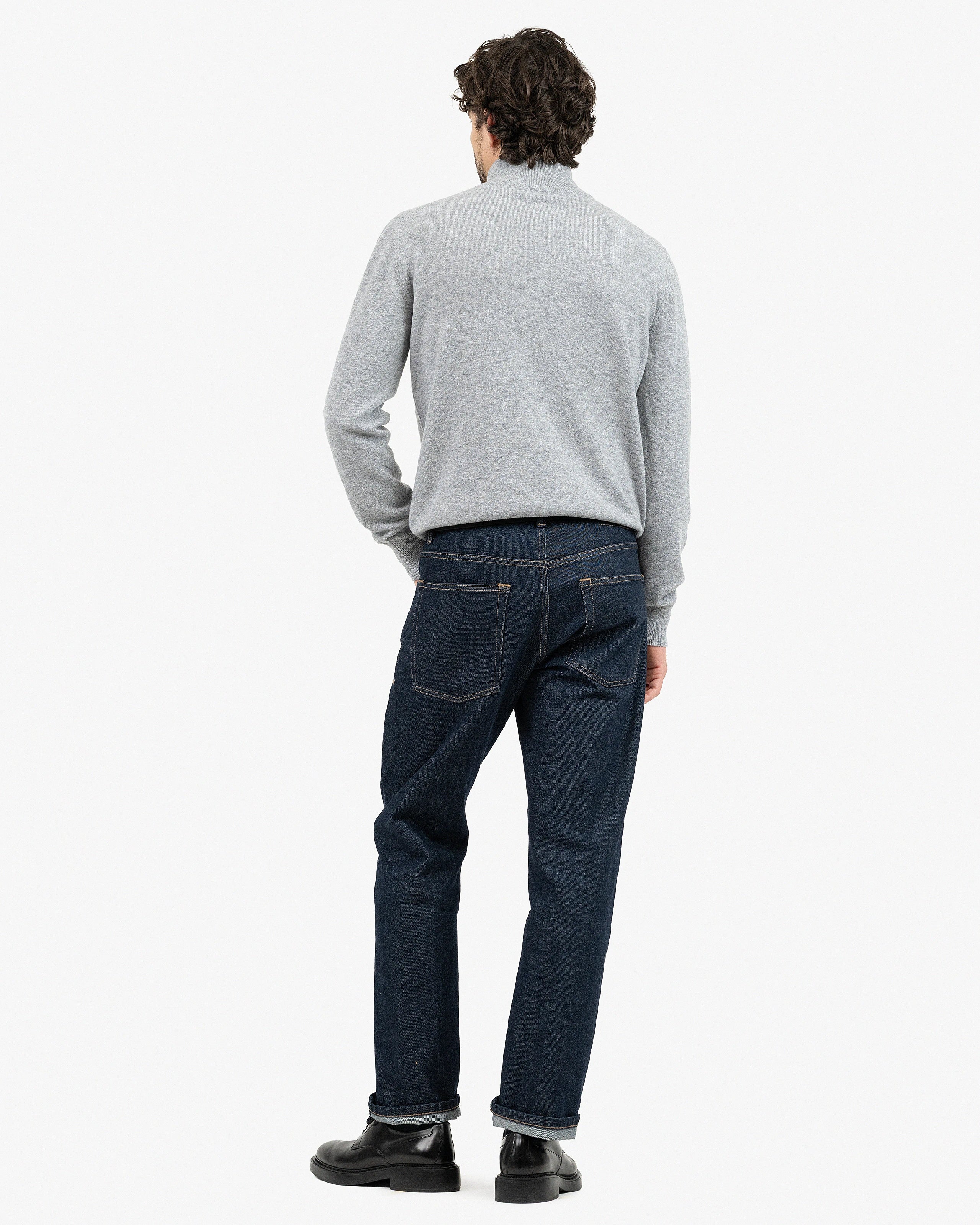 Men's Saxon Half-Zip Mock Neck - Medium Grey Merino
