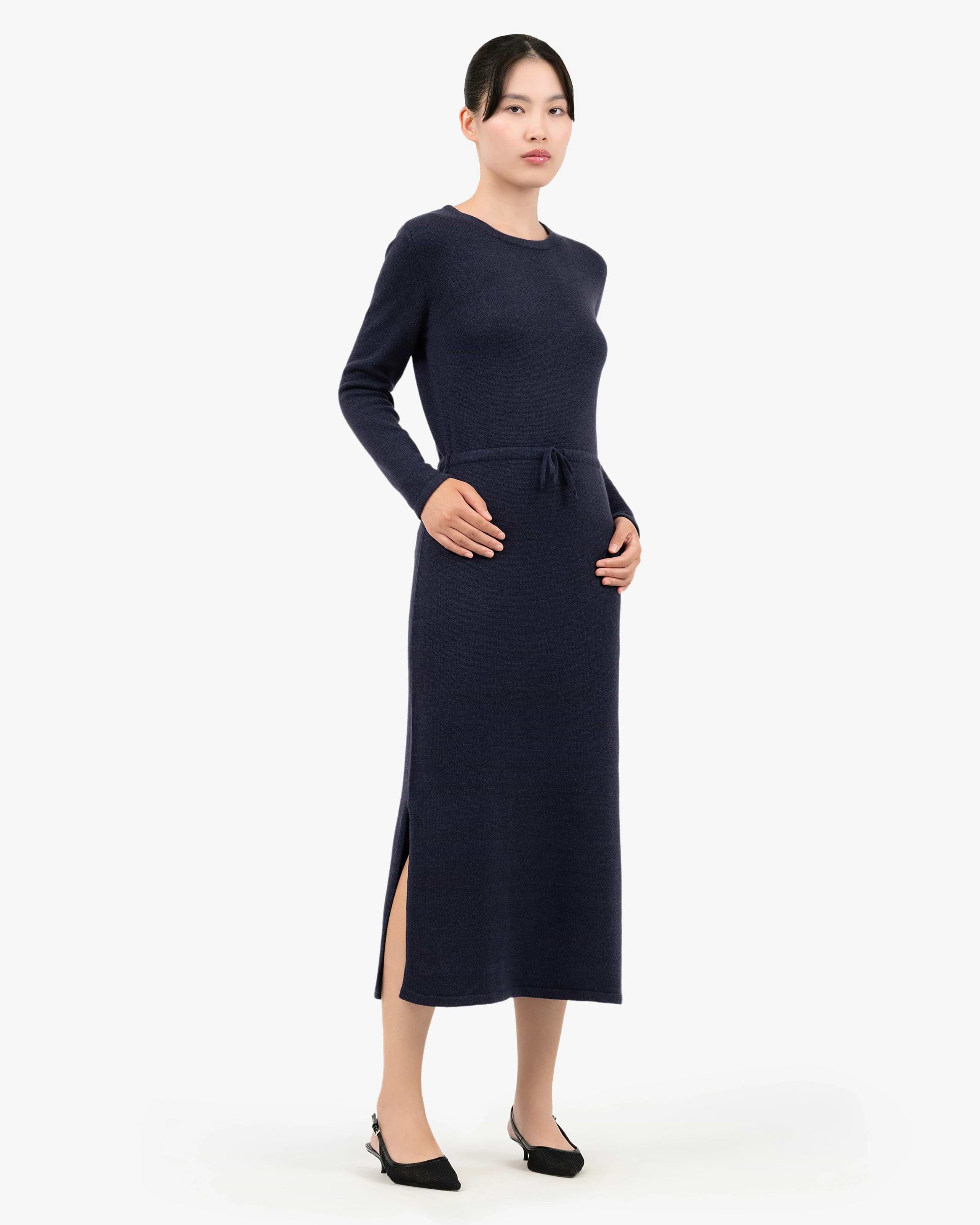 Siena Wool-Cashmere Midi Dress - Blue