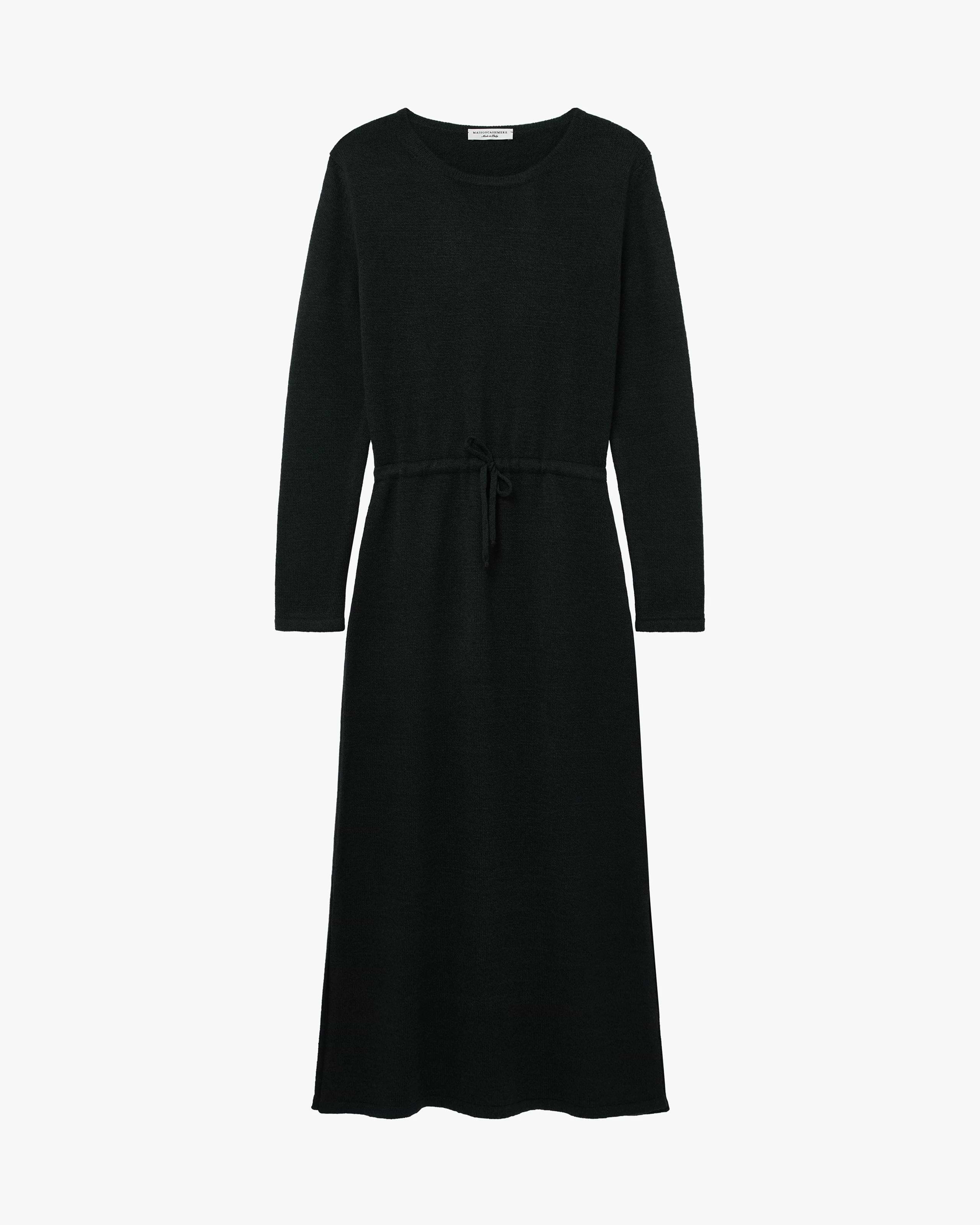 black cashmere midi dress Boat Neck Midi Cashmere Dress Grade A Cashmere