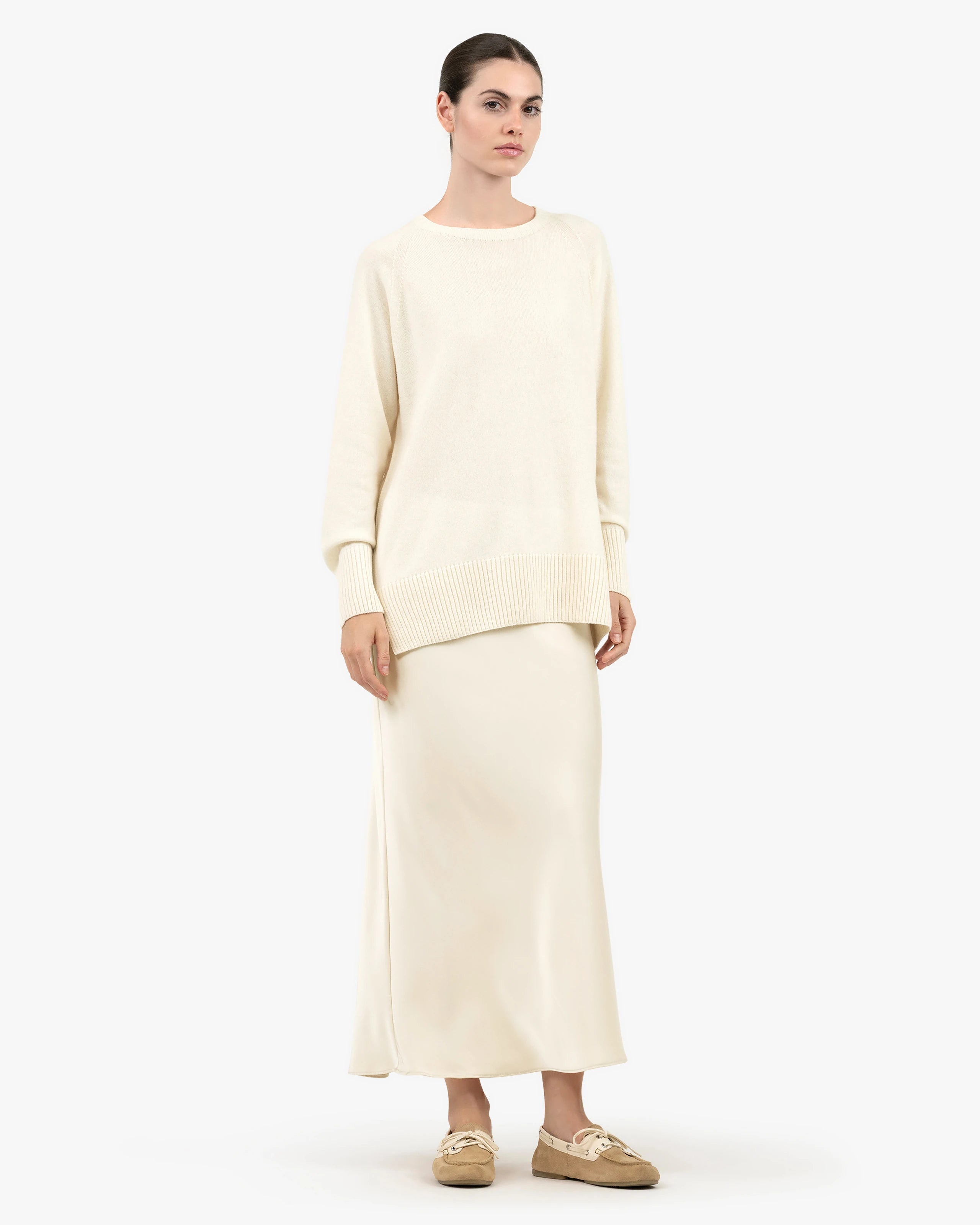 Mosel Maxi Boat Neck - White Cashmere