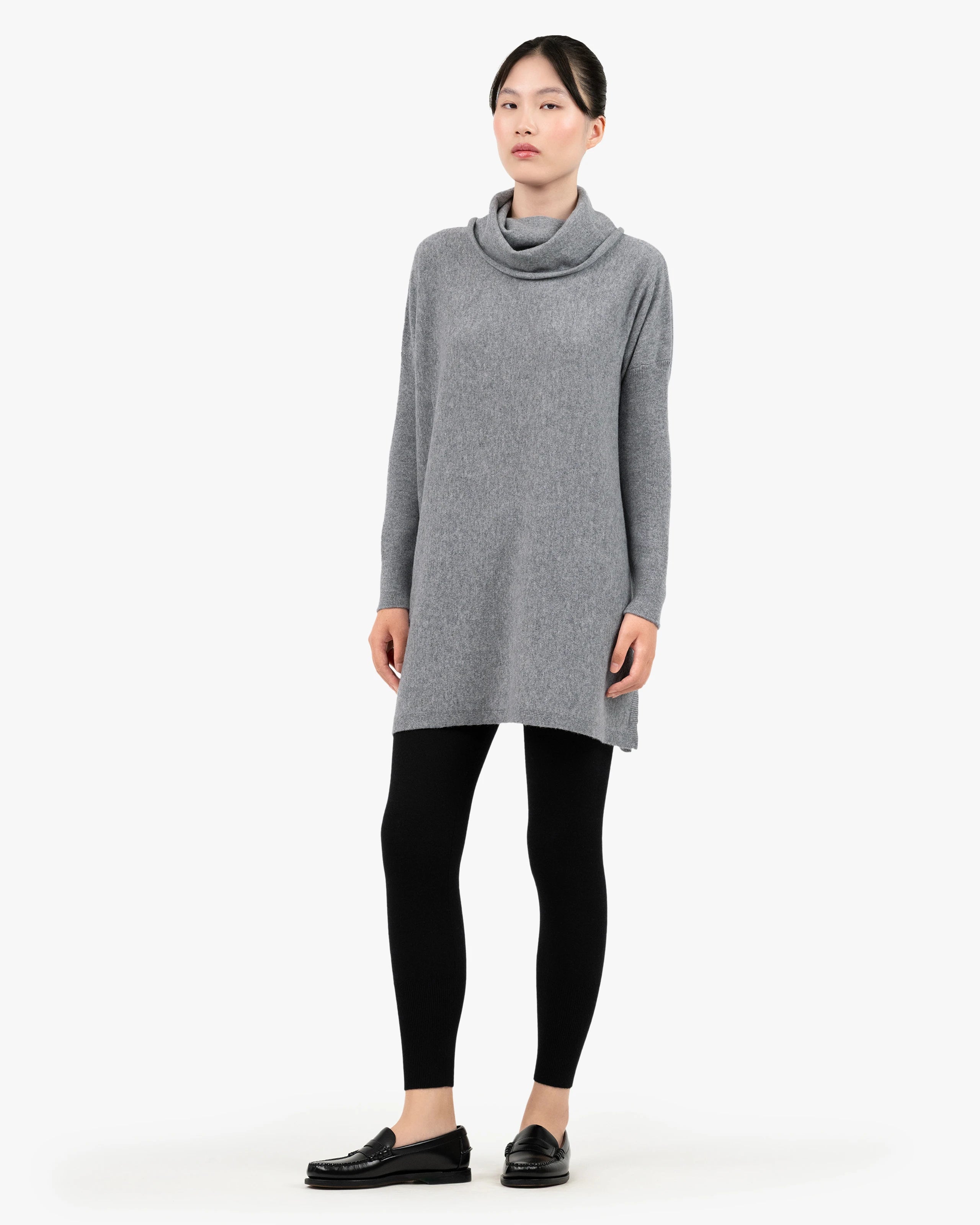 Palazzo Maxi Cowl Neck - Medium Grey Cashmere