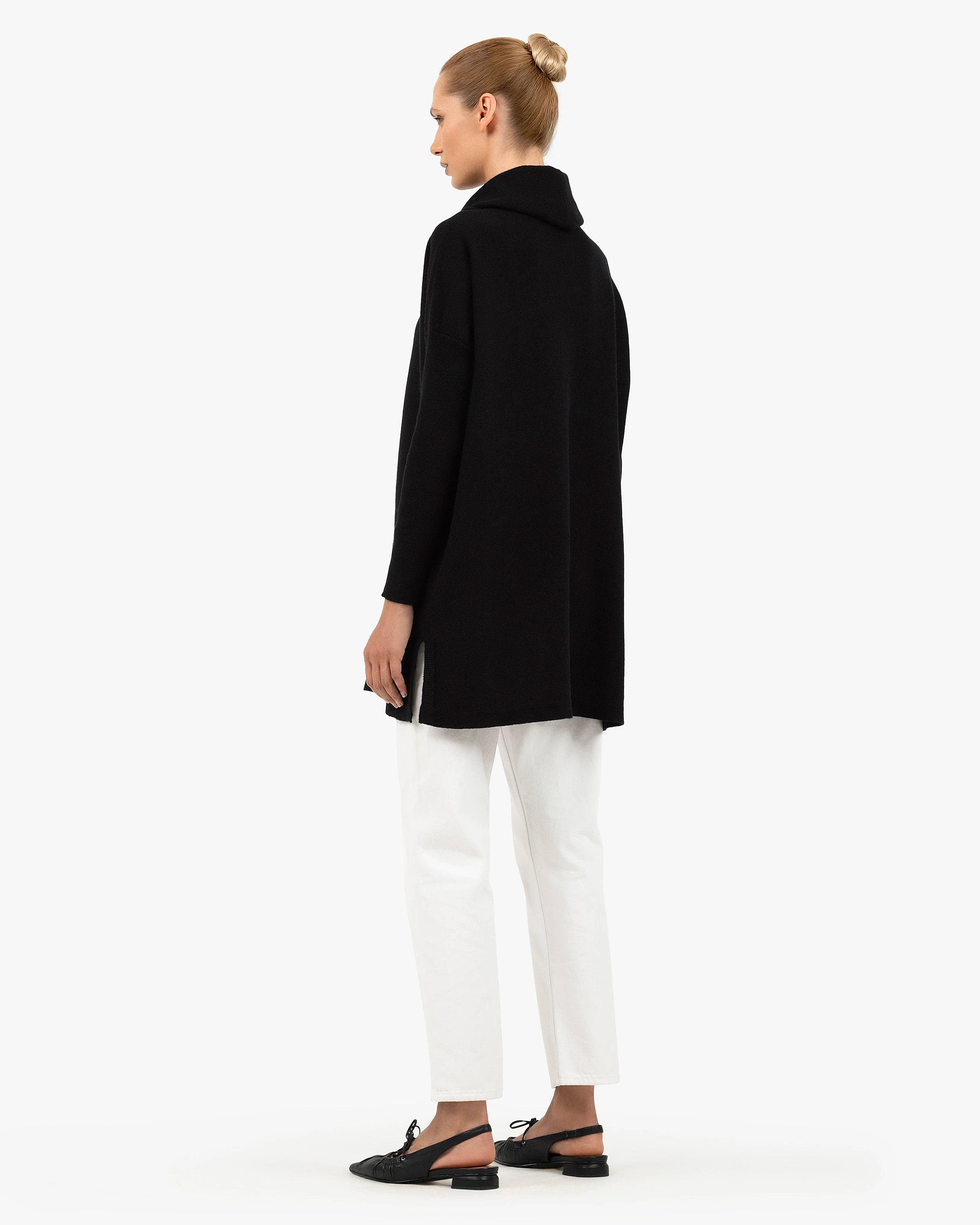 Palazzo Maxi Cowl Neck - Black Cashmere