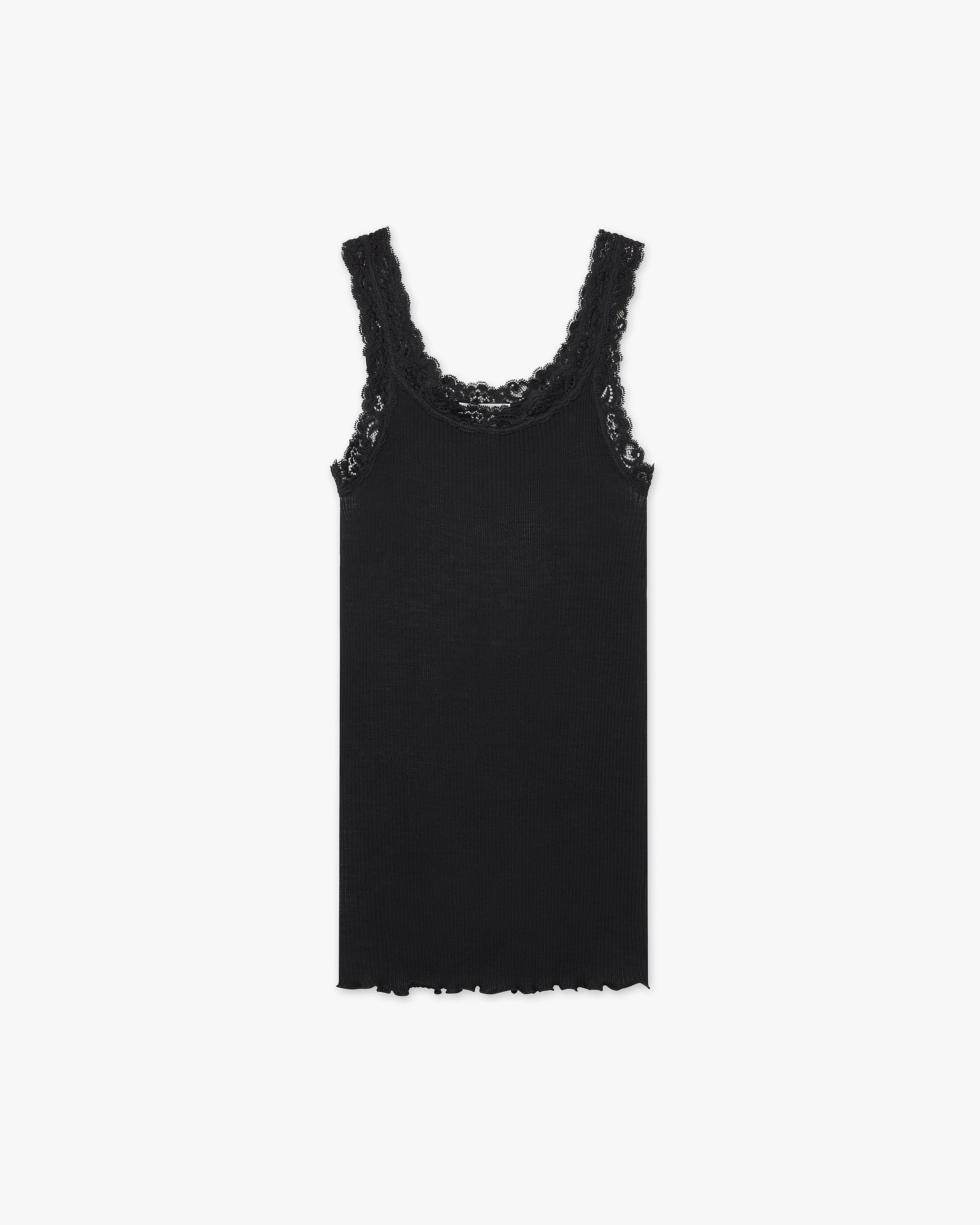 Pleated Lace Top - Black Merino / Seta