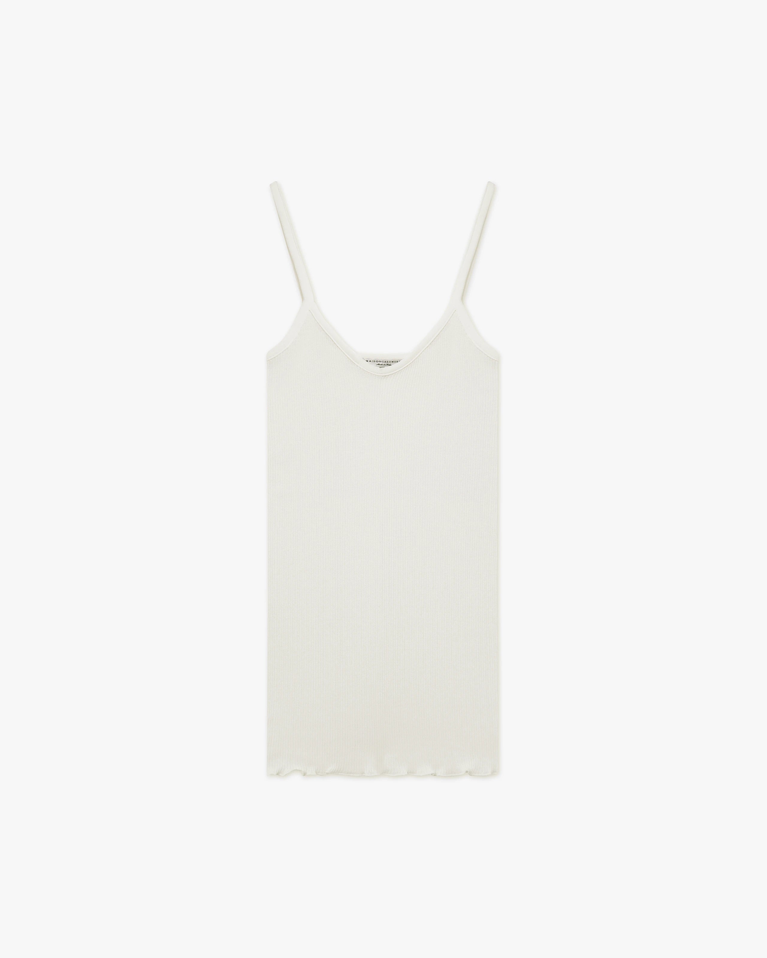 Pleated Top - White Cotone / Seta