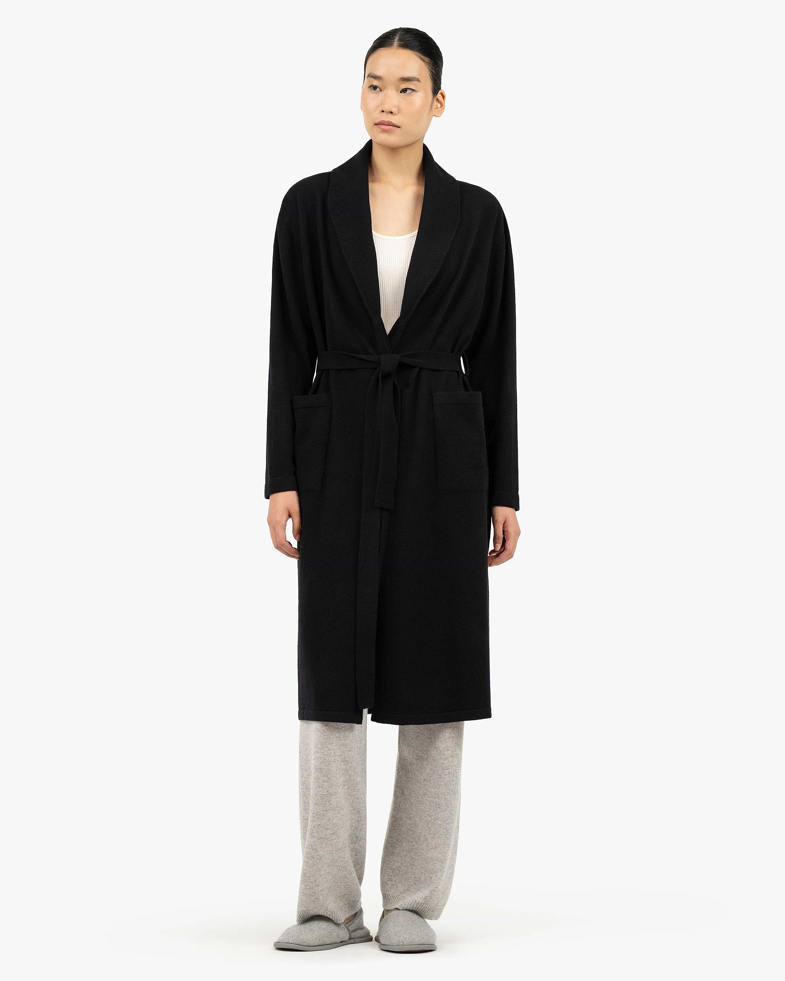 Women's Lorien Cashmere Dressing Gown – Black